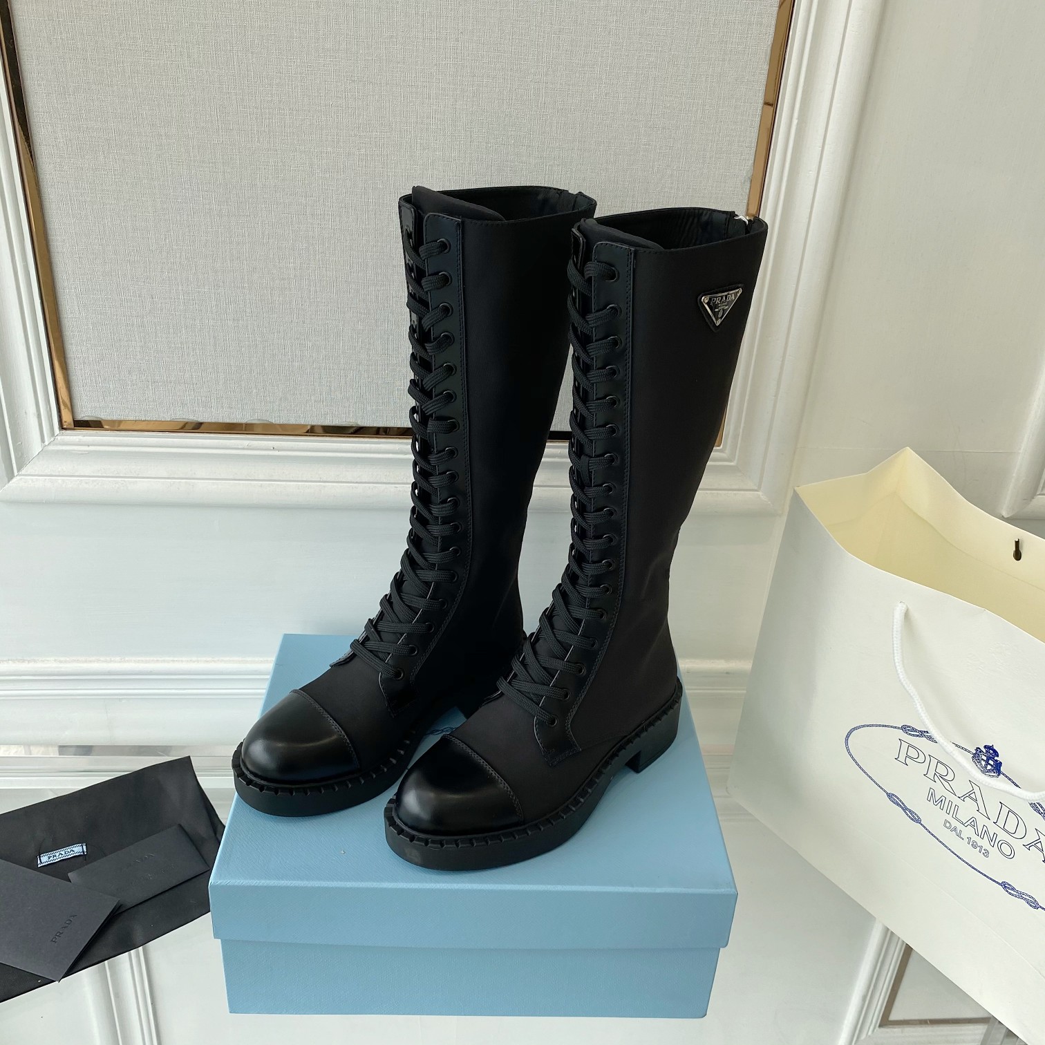 Pra*a Brushed And Re-Nylon Boots Black For Women PRD 1W906M_3LLB_F0002_F_D050