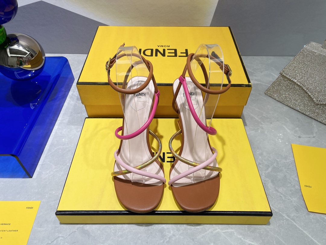 F**di First Pink Nappa High-Heeled Sandals For Women 8X8274AHIUF1GZU