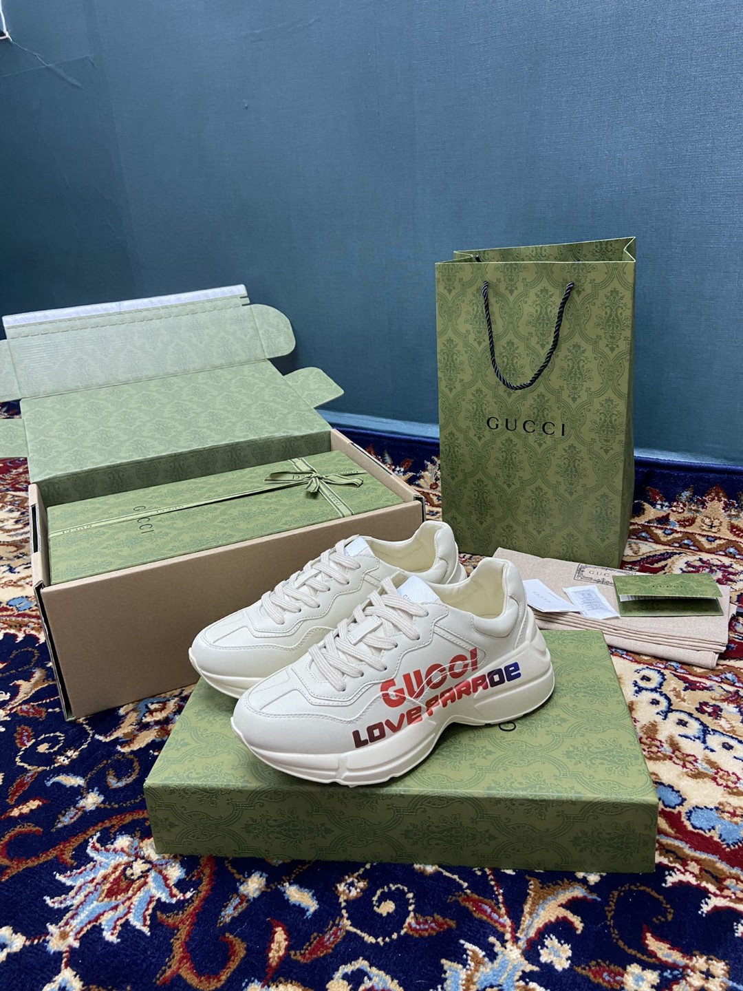 Gvc*1 Men’s Rhyton Sneakers With Gvc*1 Love Parade Red White Ivory For Men 524990‎