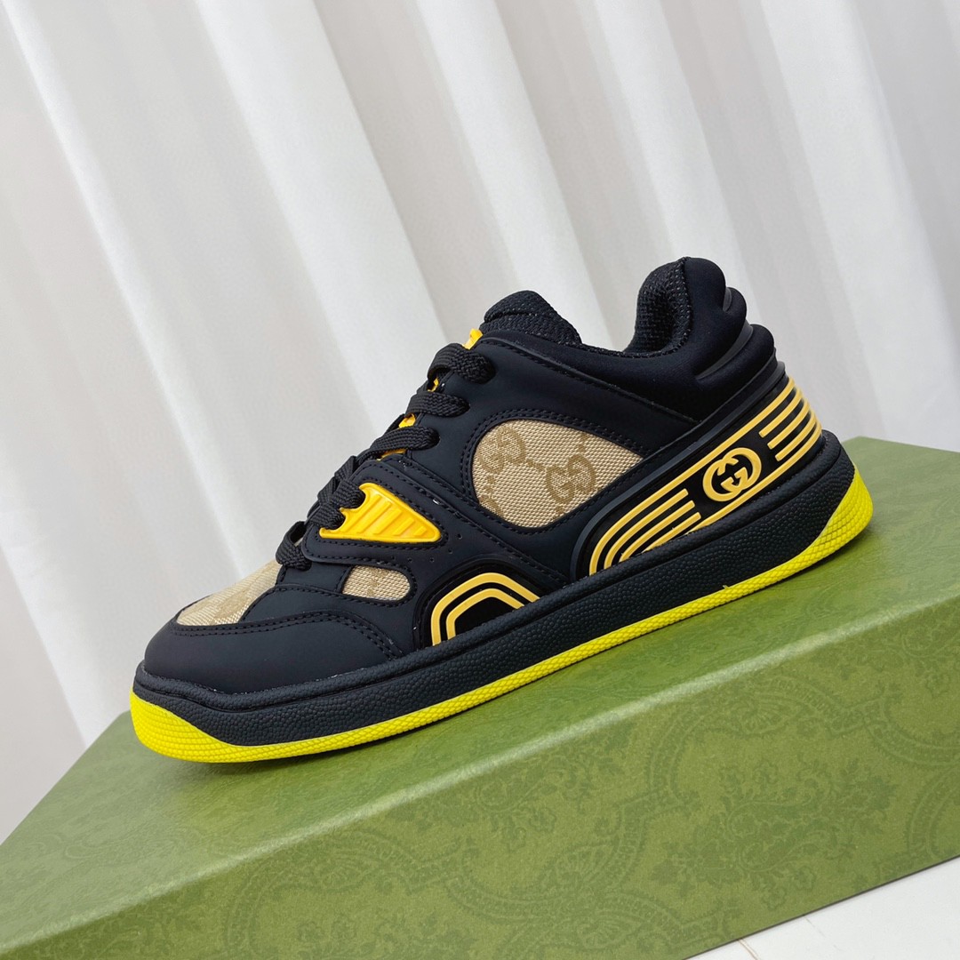 Gvc*1 Men’s GG Basket Sneaker Black And Yellow For Women 661311