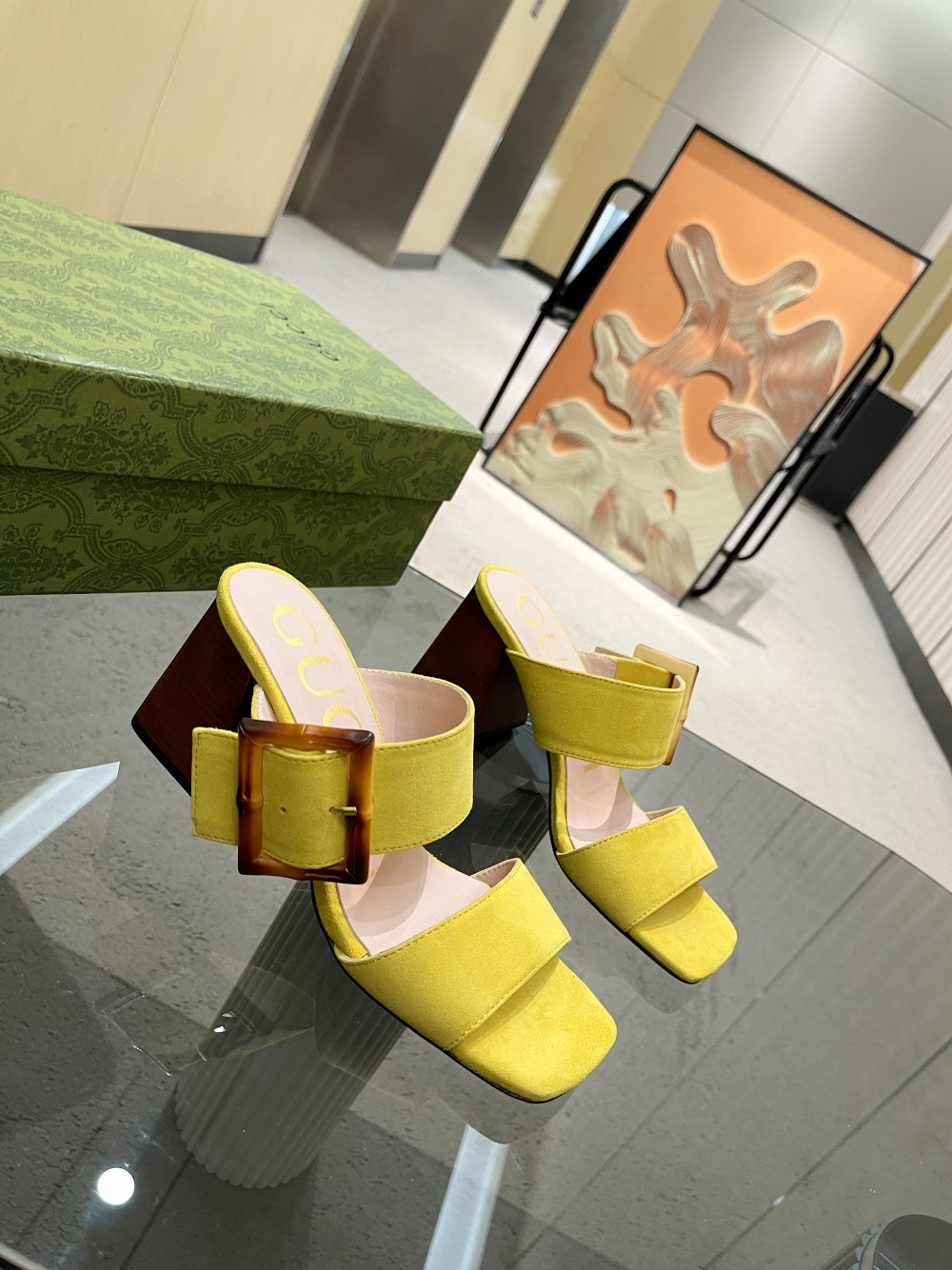 Gvc*1 Women’s Sandal With Bamboo Buckle Yellow For Women GG
