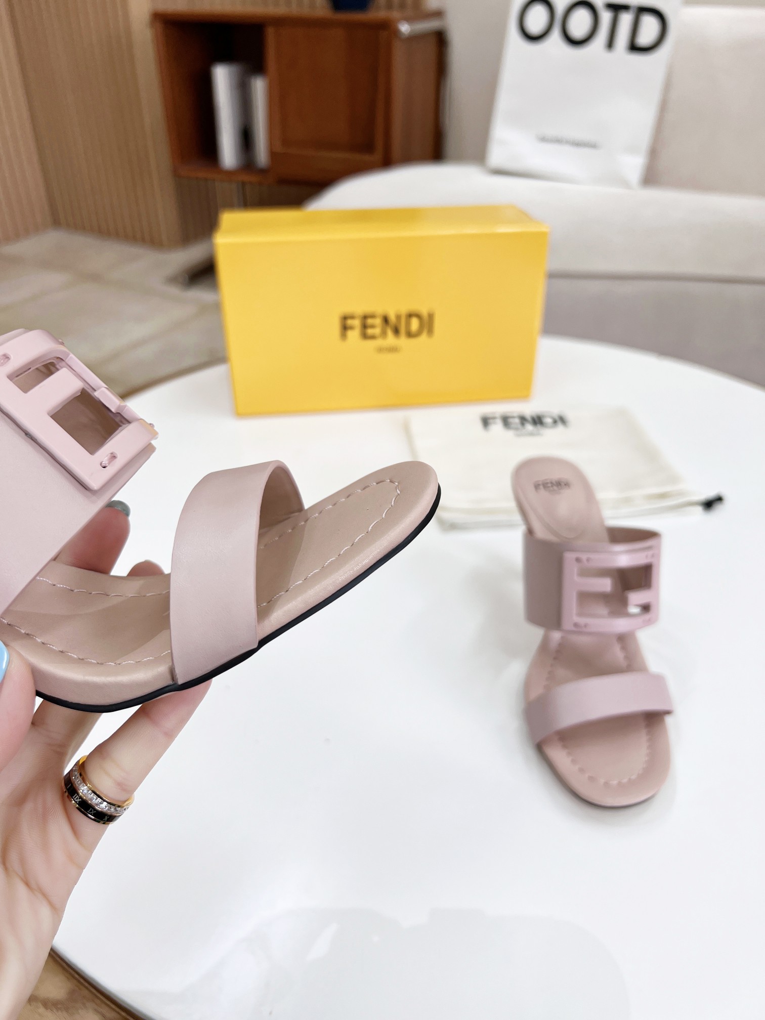 F**di Baguette Pink Heels For Women