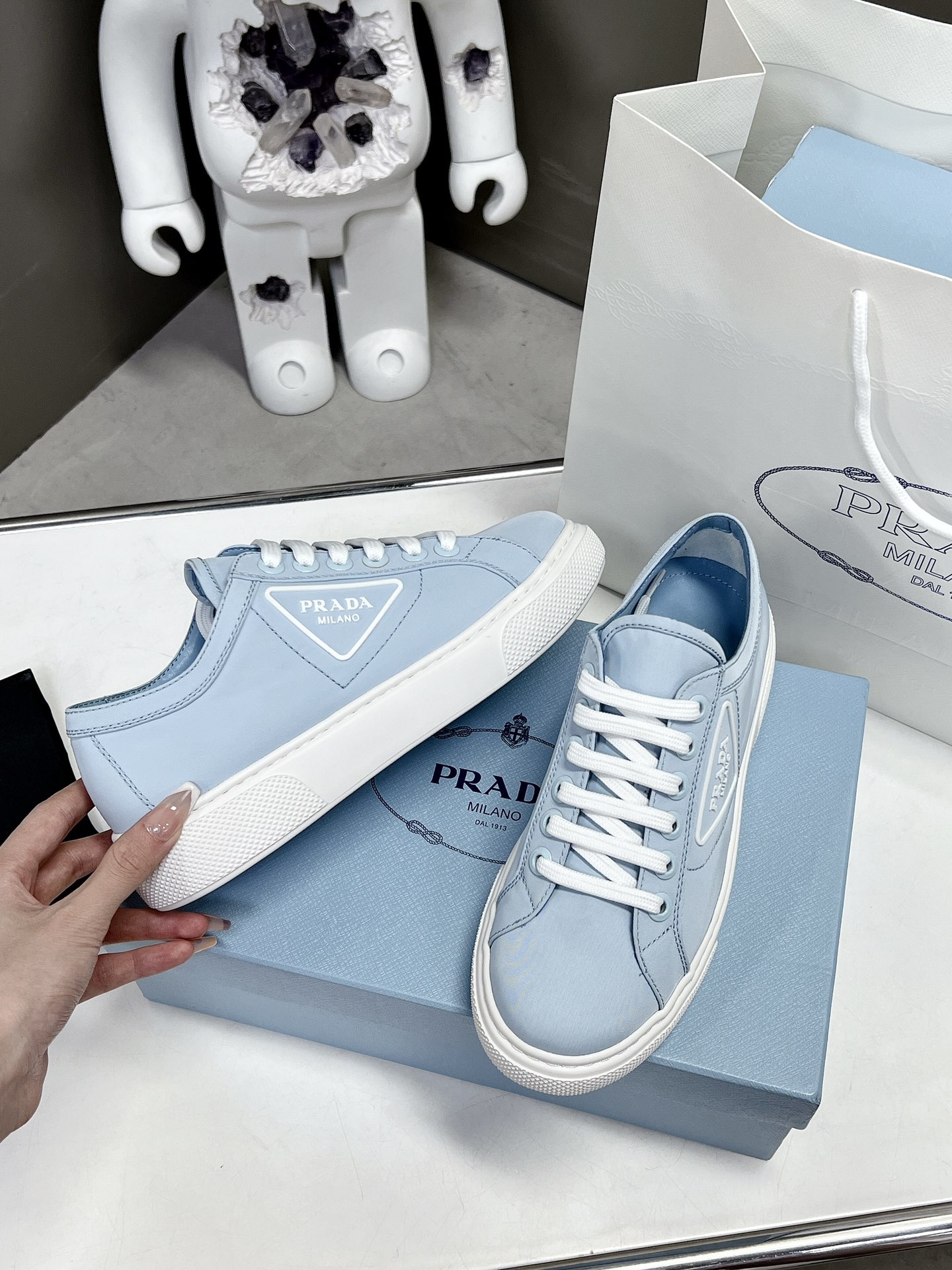 Pra*a Macro Re-Nylon And Brushed Sneakers Blue For Women 1.2in/30mm PRD