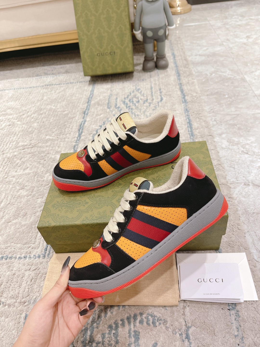 Gvc*1 Lovelight Screener Sneaker Black For Men GG Shoes ‎708296 0YIA0 1065