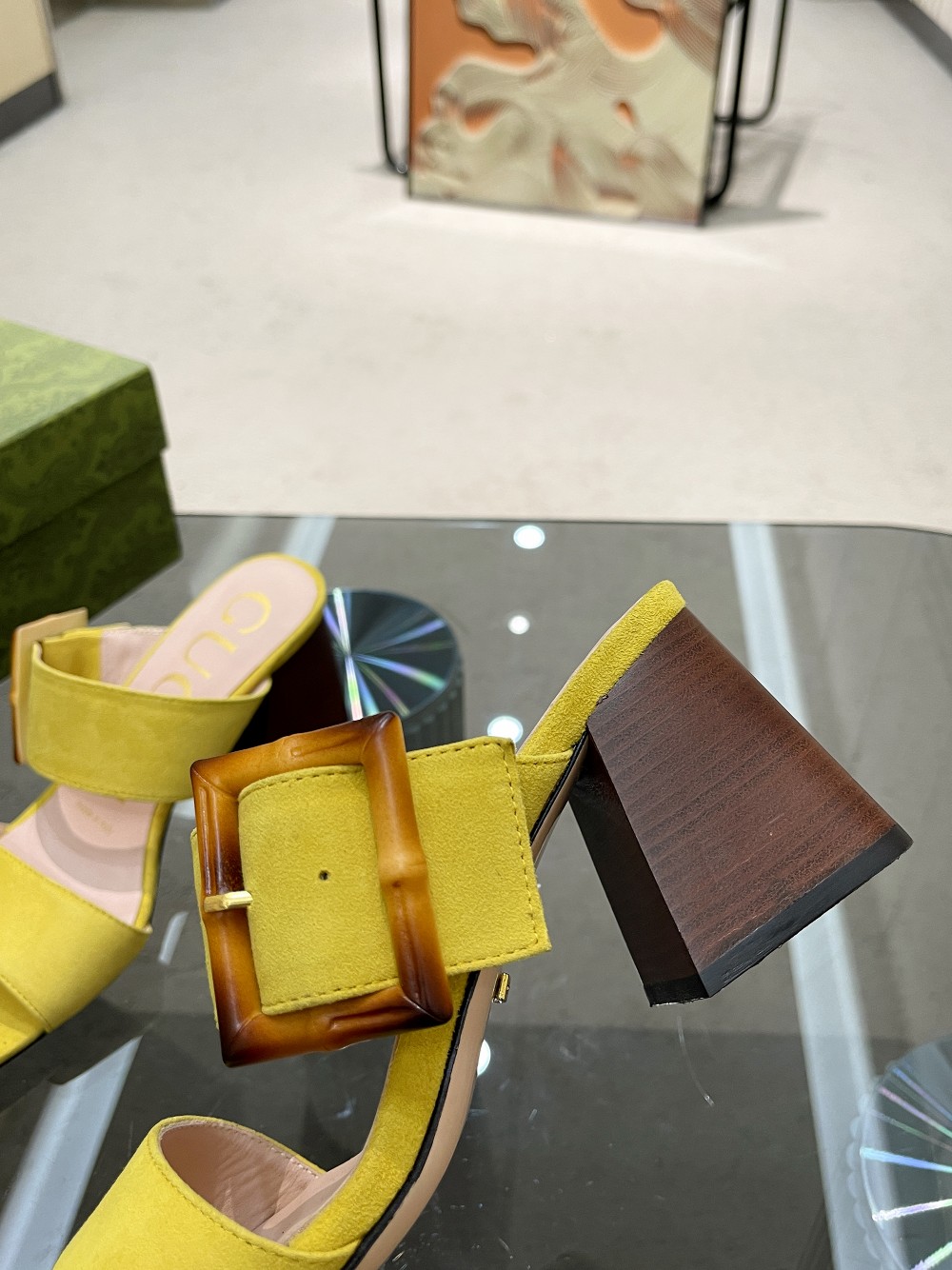 Gvc*1 Women’s Sandal With Bamboo Buckle Yellow For Women GG