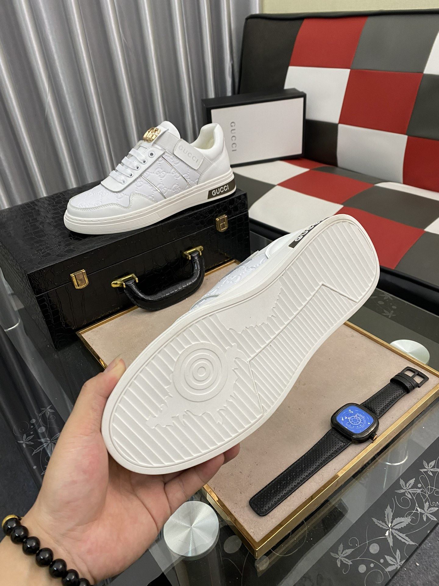 Gvc*1 Men’s GG Embossed Sneaker Loafer With GG White For Men