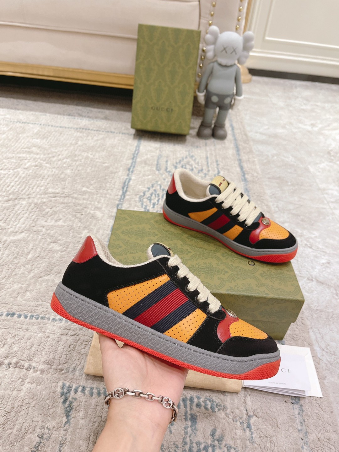 Gvc*1 Lovelight Screener Sneaker Black For Men GG Shoes ‎708296 0YIA0 1065