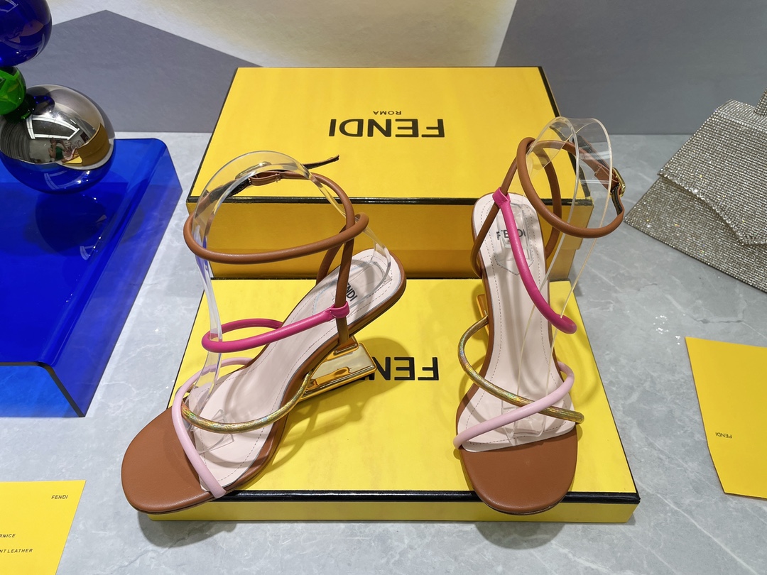 F**di First Pink Nappa High-Heeled Sandals For Women 8X8274AHIUF1GZU