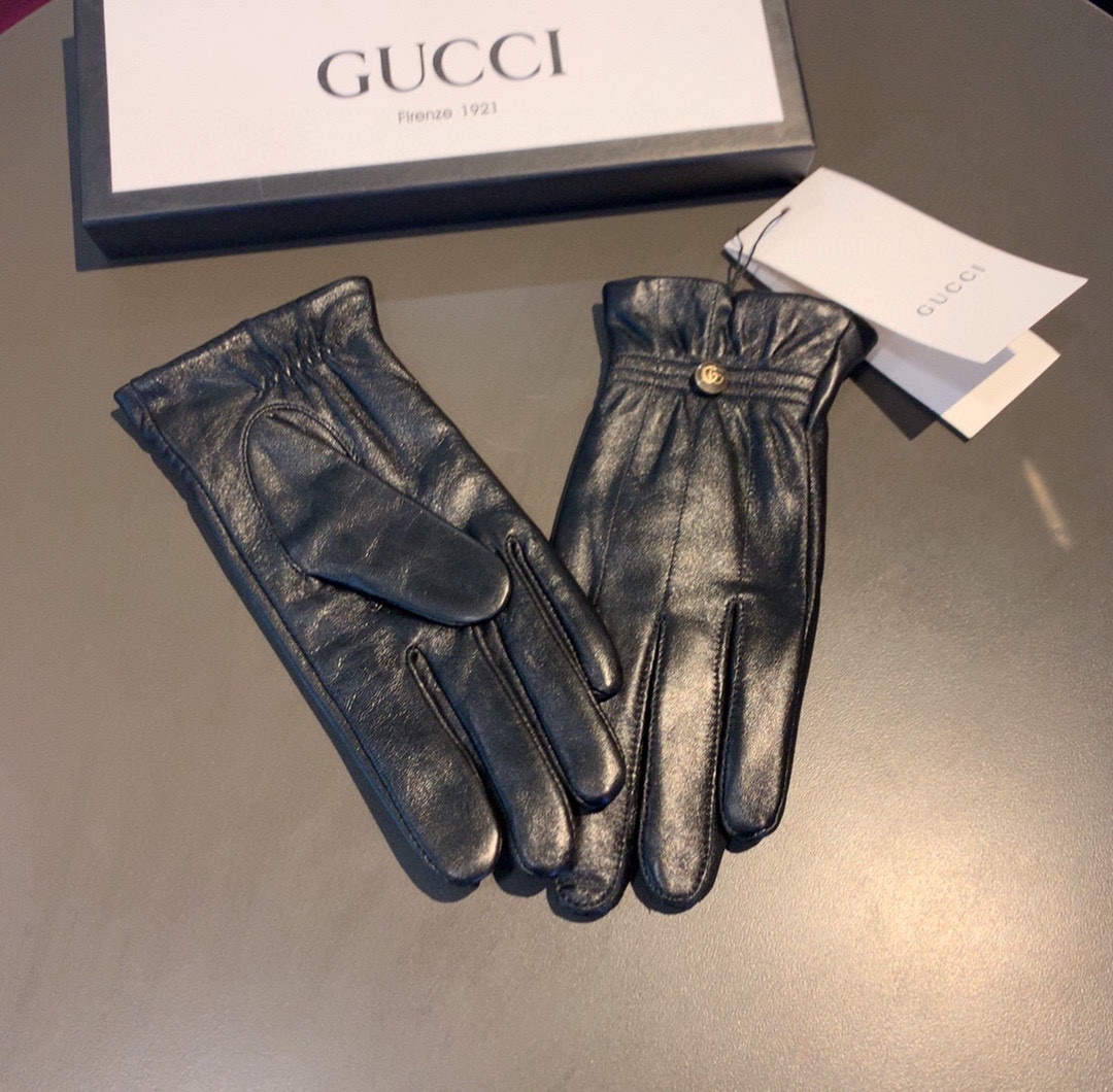 Gvc*1 Gloves With Signature Double G Motif In Black