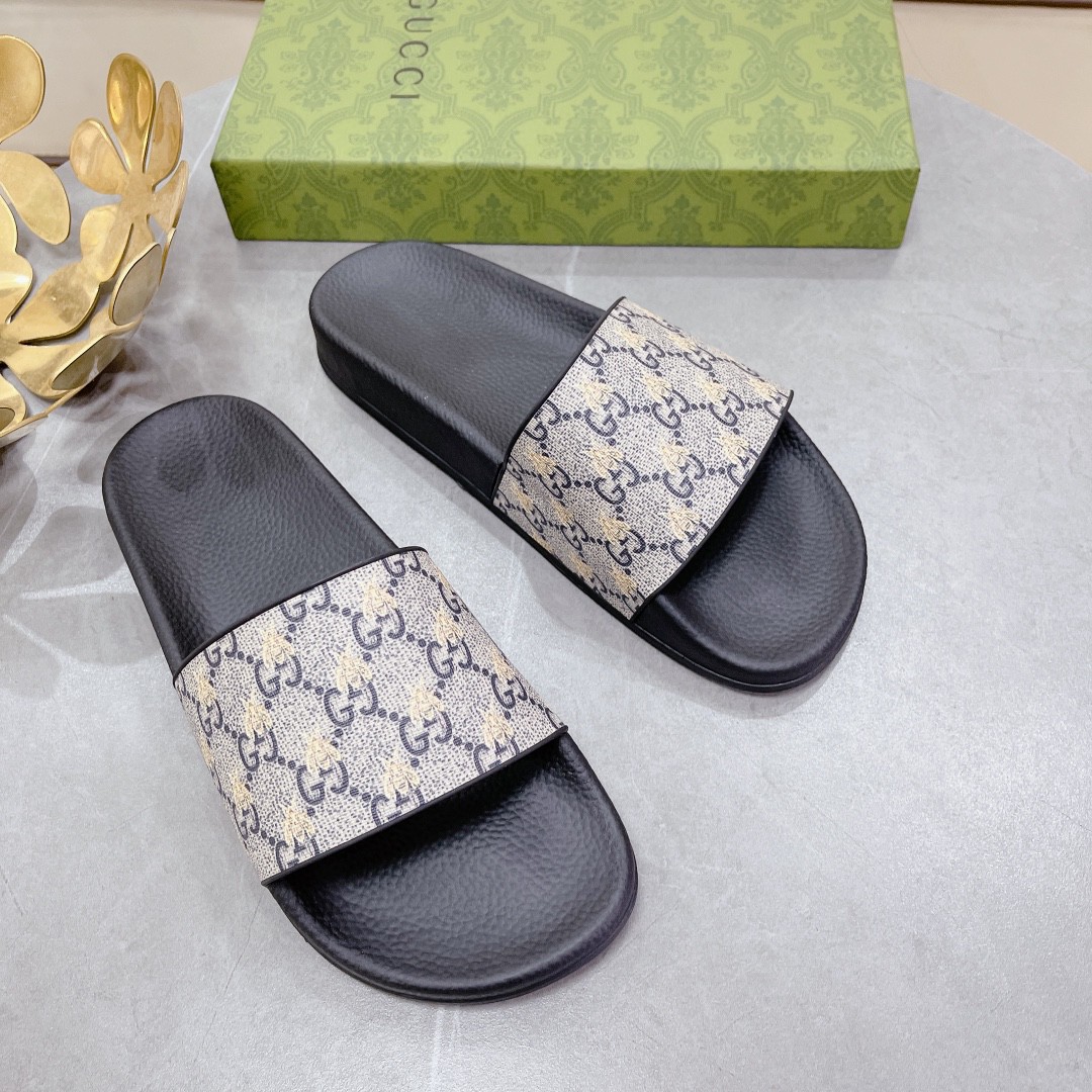 Gvc*1 Men’s GG Slide Sandal With Bees Black For Men 407345