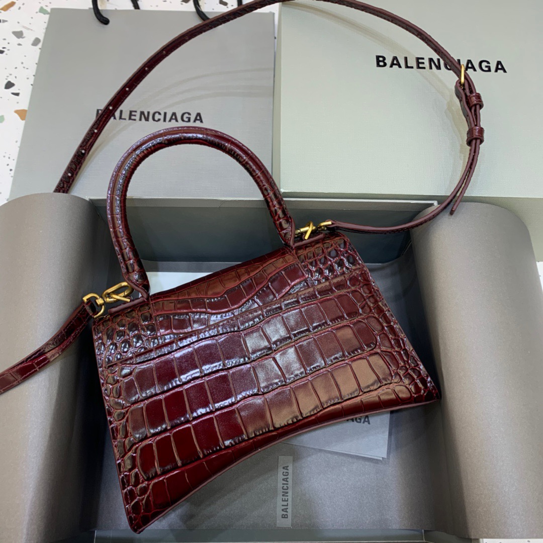 Ba1en*iaga Hourglass Small Handbag In Dark Red, For Women, Women’s Bags 9in/23cm