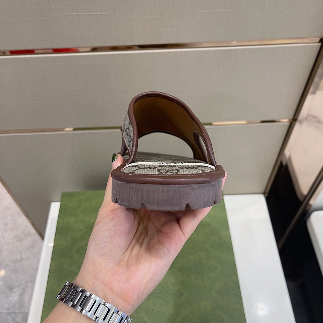 Gvc*1 Men’s GG Svp*me Slide Sandal Brown And Beige For Men ‎624879 96G60 9762