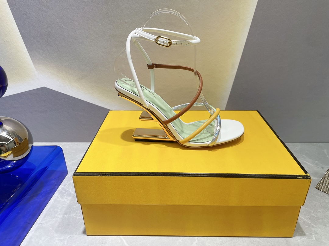 F**di First White Nappa High-Heeled Sandals For Women 8X8274AHIUF1GZS