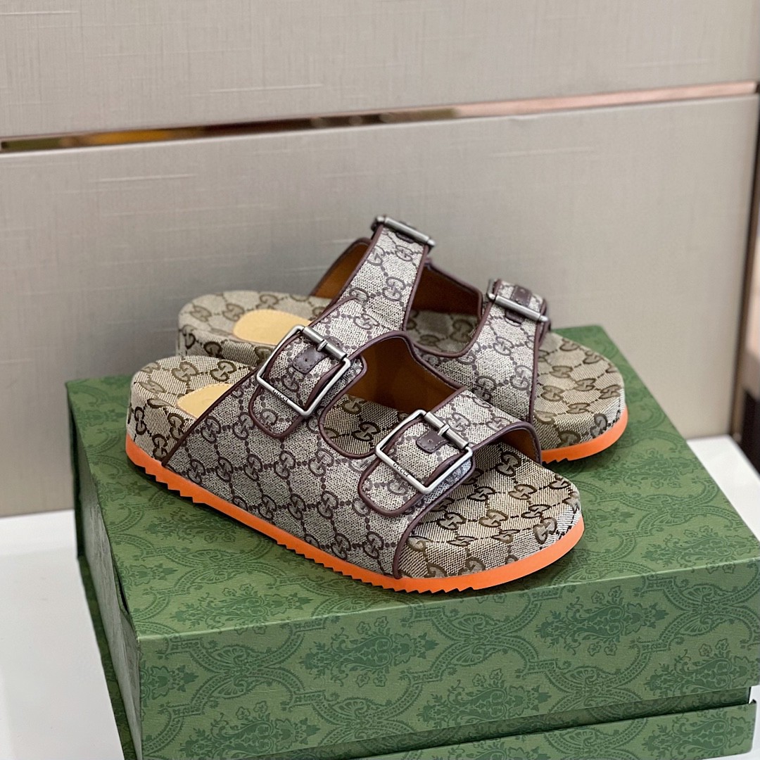 Gvc*1 Men’s Slide Sandal With Straps Gray Orange For Men 658020 2HK60