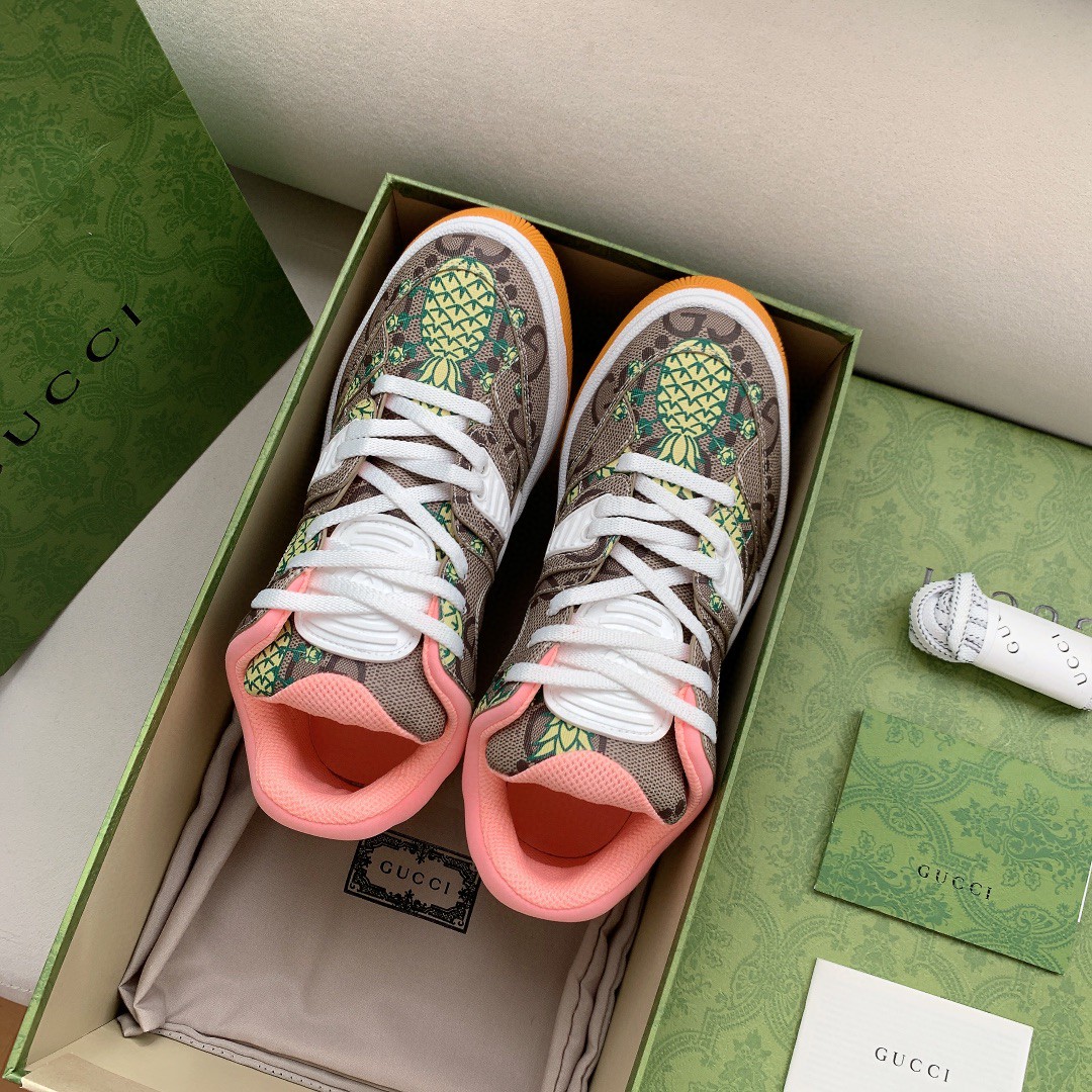 Gvc*1 Men’s Basket Sneaker Print Pineapple Brown Pink For Men ‎661301