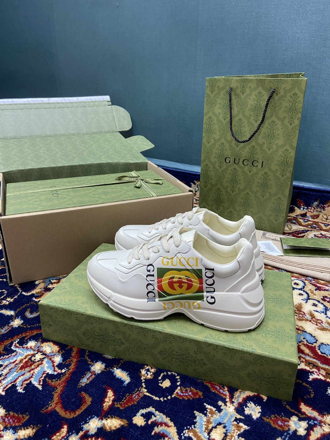 Gvc*1 Men’s Rhyton Sneakers With Logo Gvc*1 White Ivory For Men 500878 DRW00 9522