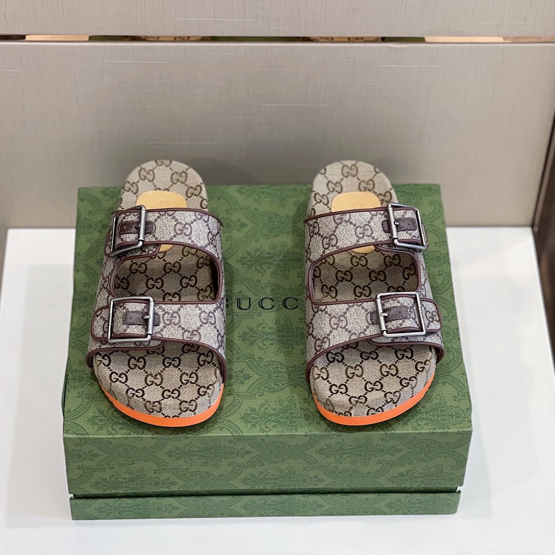 Gvc*1 Men’s Slide Sandal With Straps Gray Orange For Men 658020 2HK60