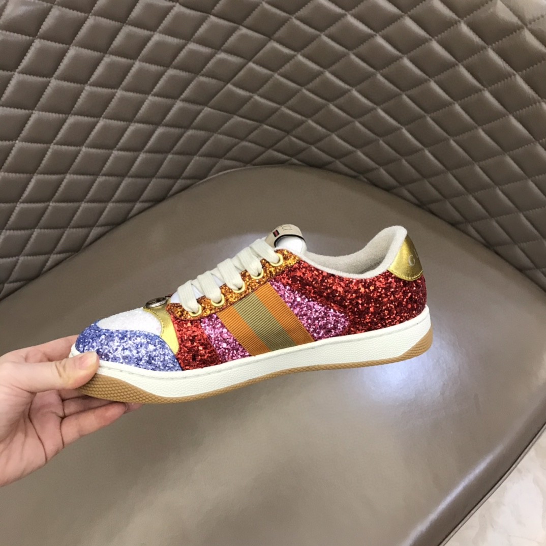 Gvc*1 Lovelight Screener Sneaker Glitter Red For Women GG Shoes 710534 FAAKU 4942
