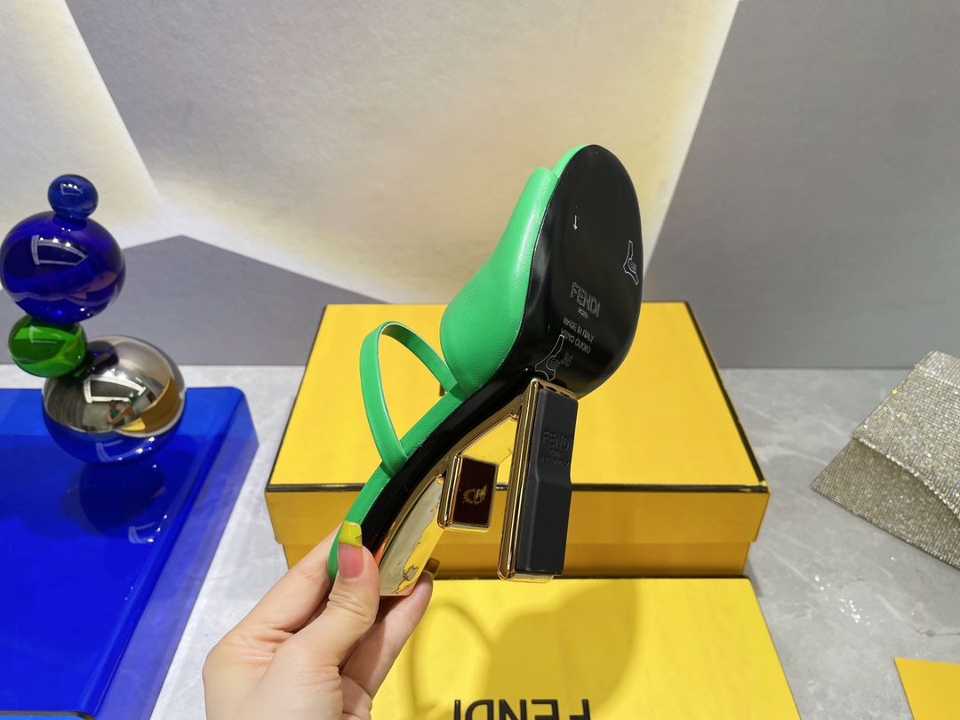 F**di First Green High-Heeled Sandals For Women