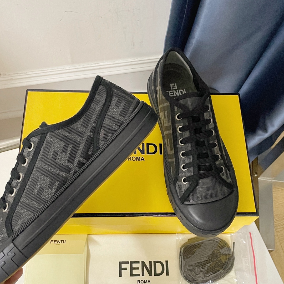 F**di Domino Black FF Fabric Low-Tops For Women