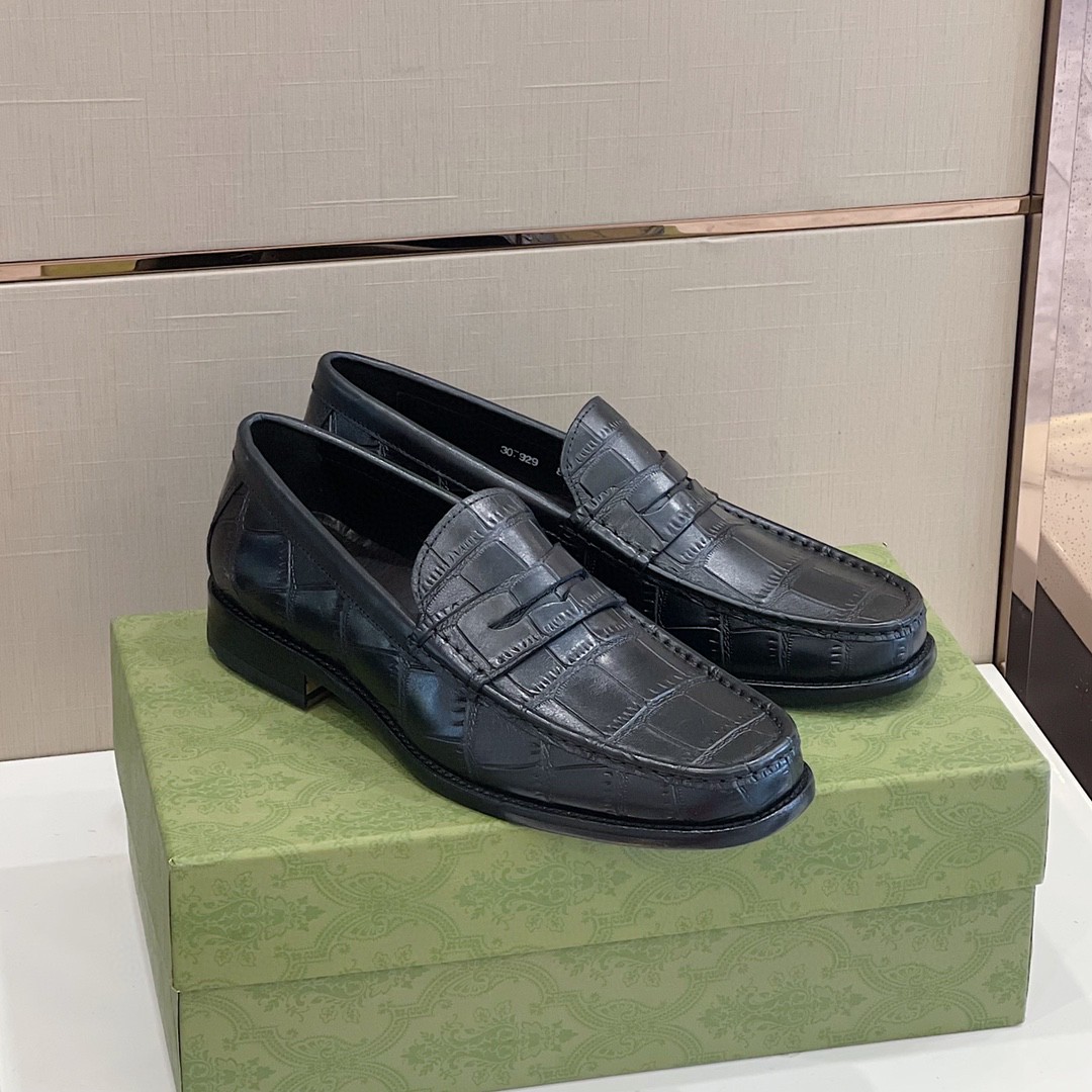Gvc*1 Men’s Horsebit Crocodile Loafer Black For Men 699501 0GQ00