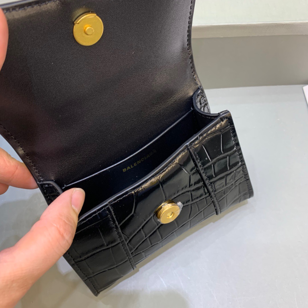 Ba1en*iaga Hourglass Mini Handbag With Chain In Black, For Women, Women’s Bags 4.7in/12cm