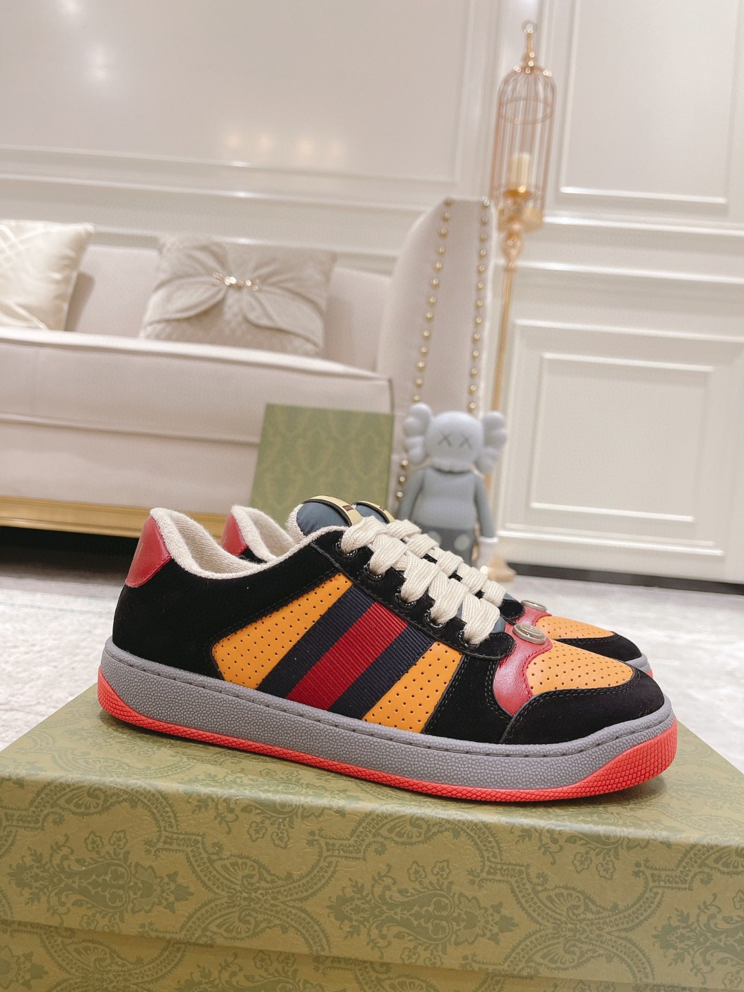 Gvc*1 Lovelight Screener Sneaker Black For Men GG Shoes ‎708296 0YIA0 1065