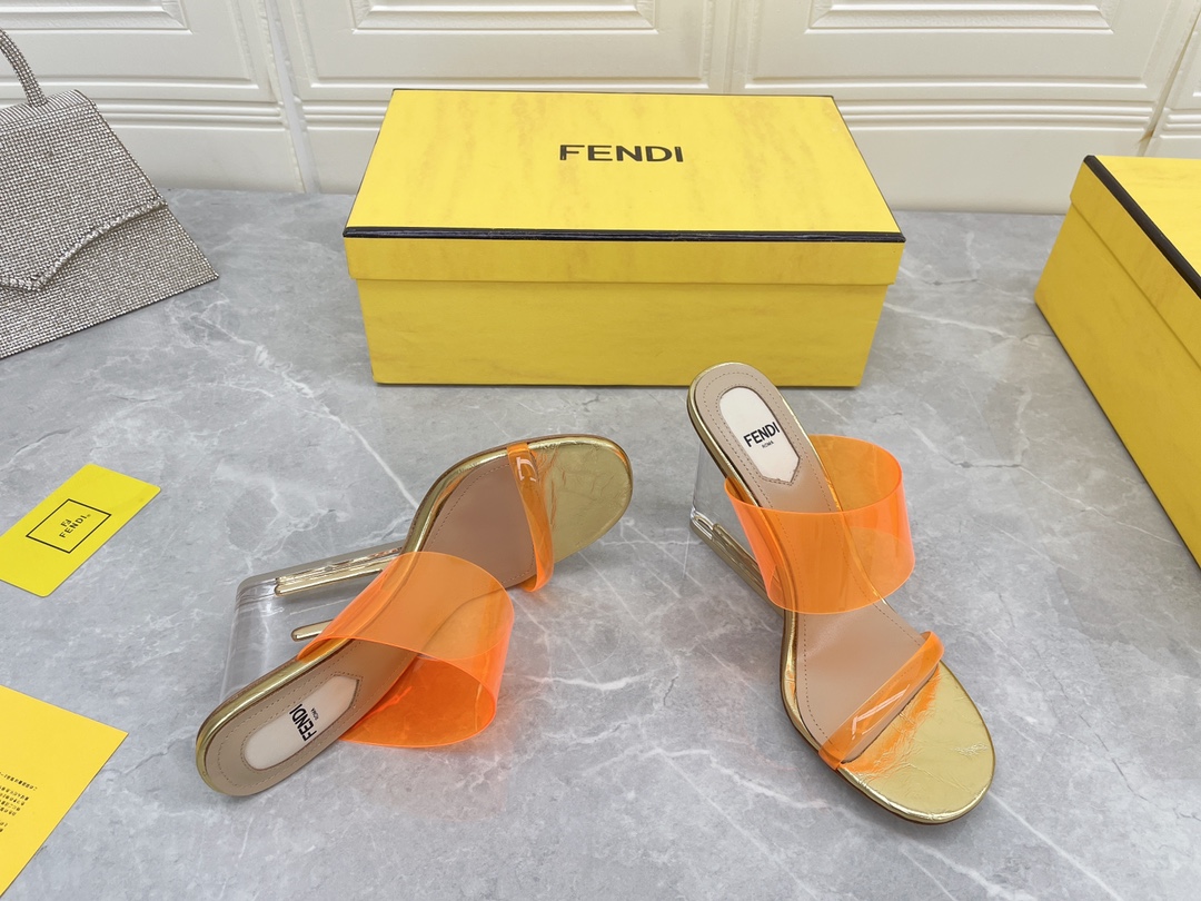 F**di First Orange Transparent High-Heeled Sandals For Women