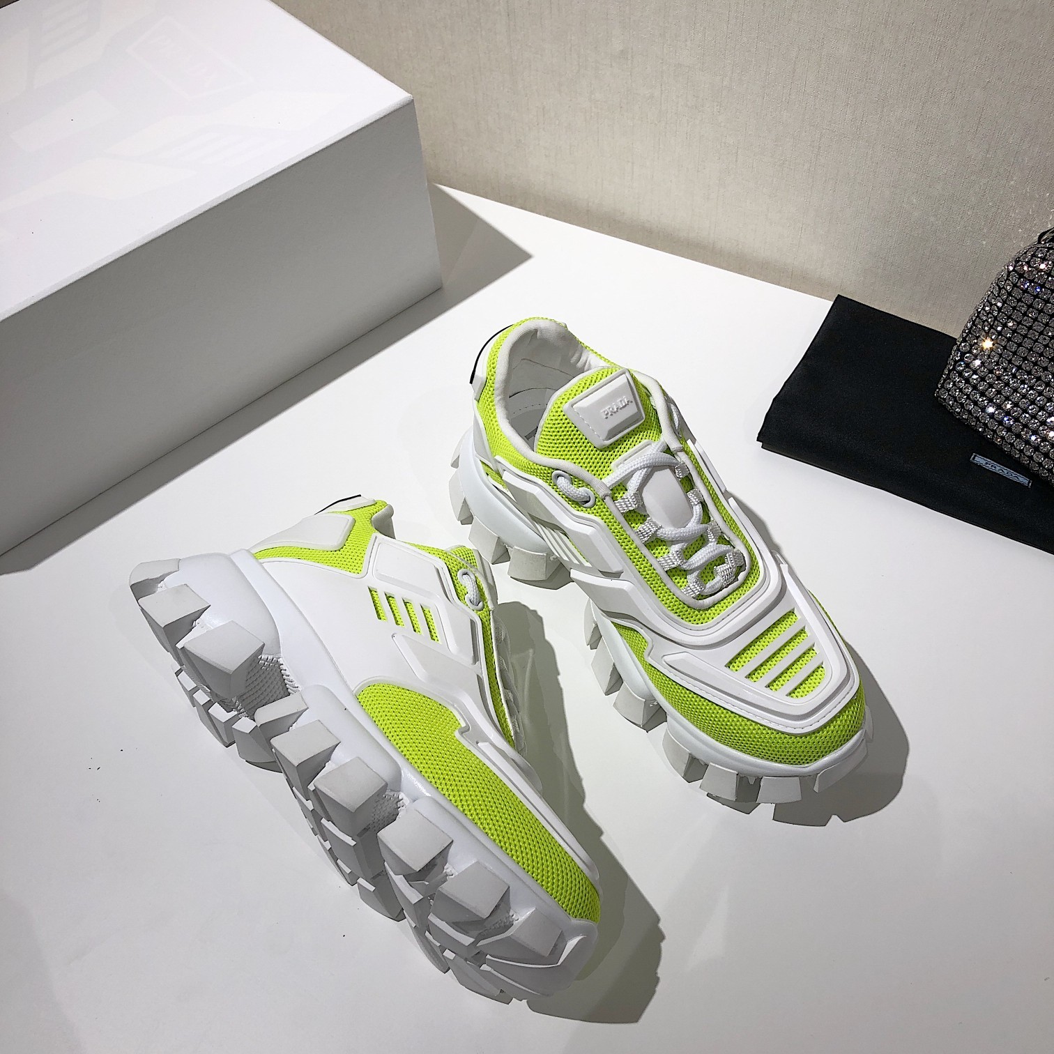 Pra*a Cloudbust Thunder Sneakers Green And White For Women PRD
