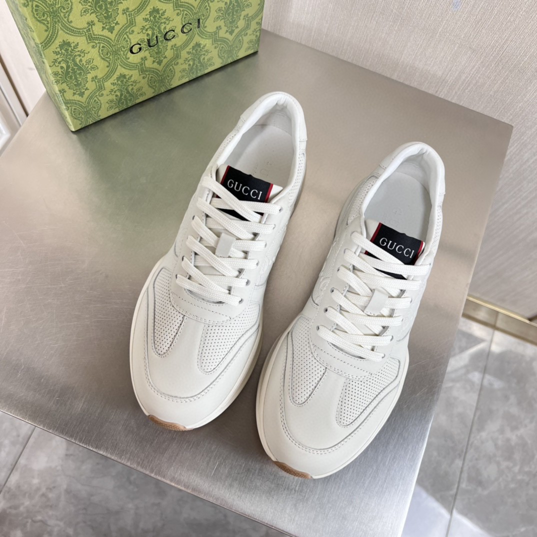 Gvc*1 Men’s GG Embossed Rhyton Sneakers White For Men 721750