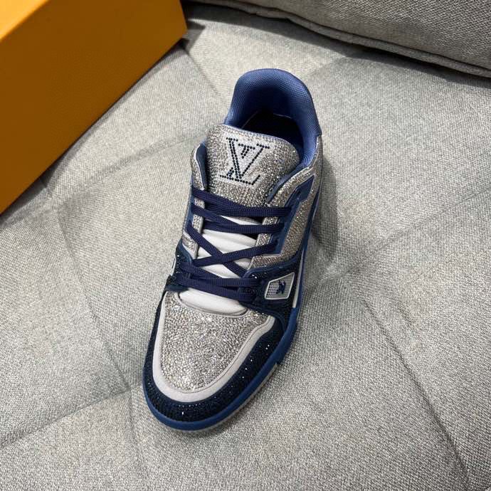 L0vis Vuittion LV Trainer Sneaker Navy Blue For Men LV 1AA6QZ
