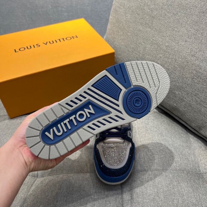 L0vis Vuittion LV Trainer Sneaker Navy Blue For Men LV 1AA6QZ