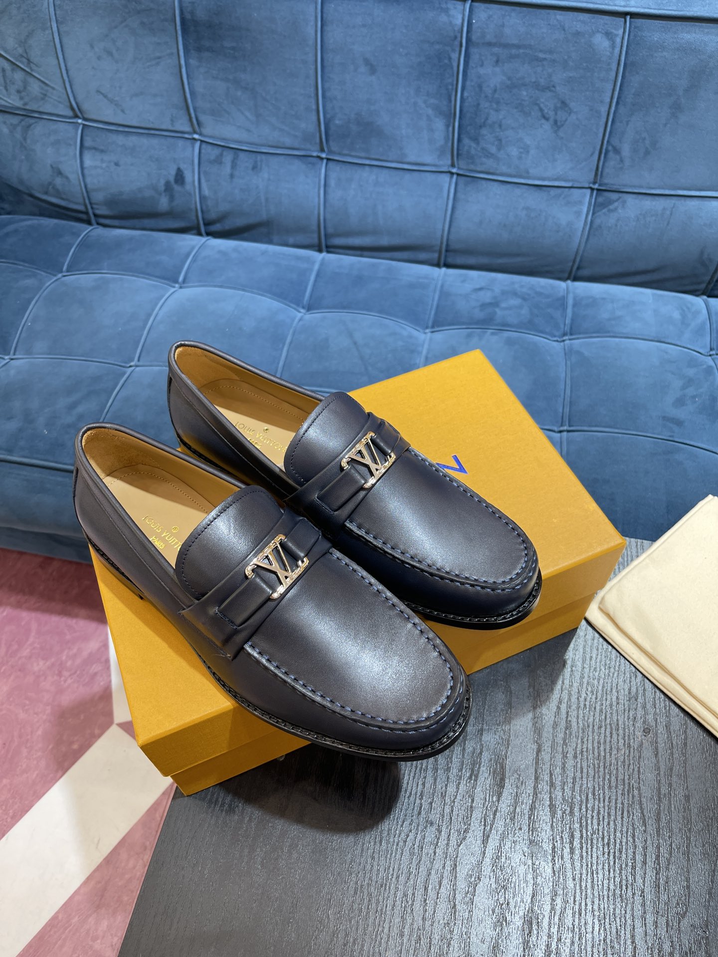 L0vis Vuittion Major Loafer Blue For Men LV 1A9HHI