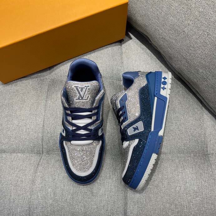 L0vis Vuittion LV Trainer Sneaker Navy Blue For Men LV 1AA6QZ