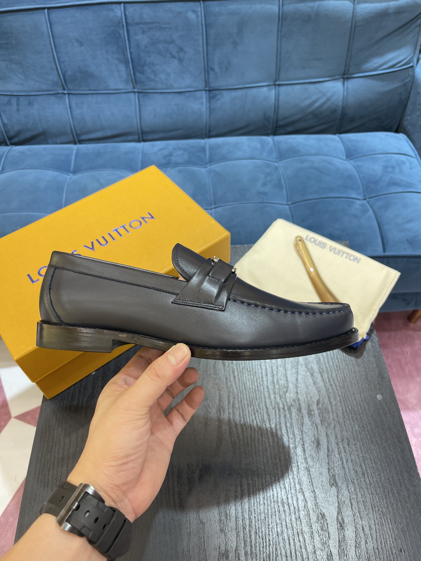 L0vis Vuittion Major Loafer Blue For Men LV 1A9HHI