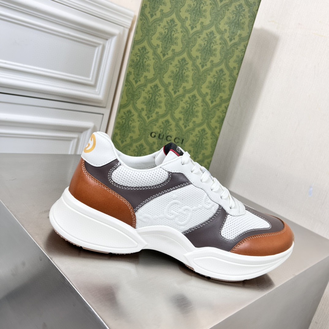 Gvc*1 Men’s GG Embossed Rhyton Sneakers Brown For Men 721750