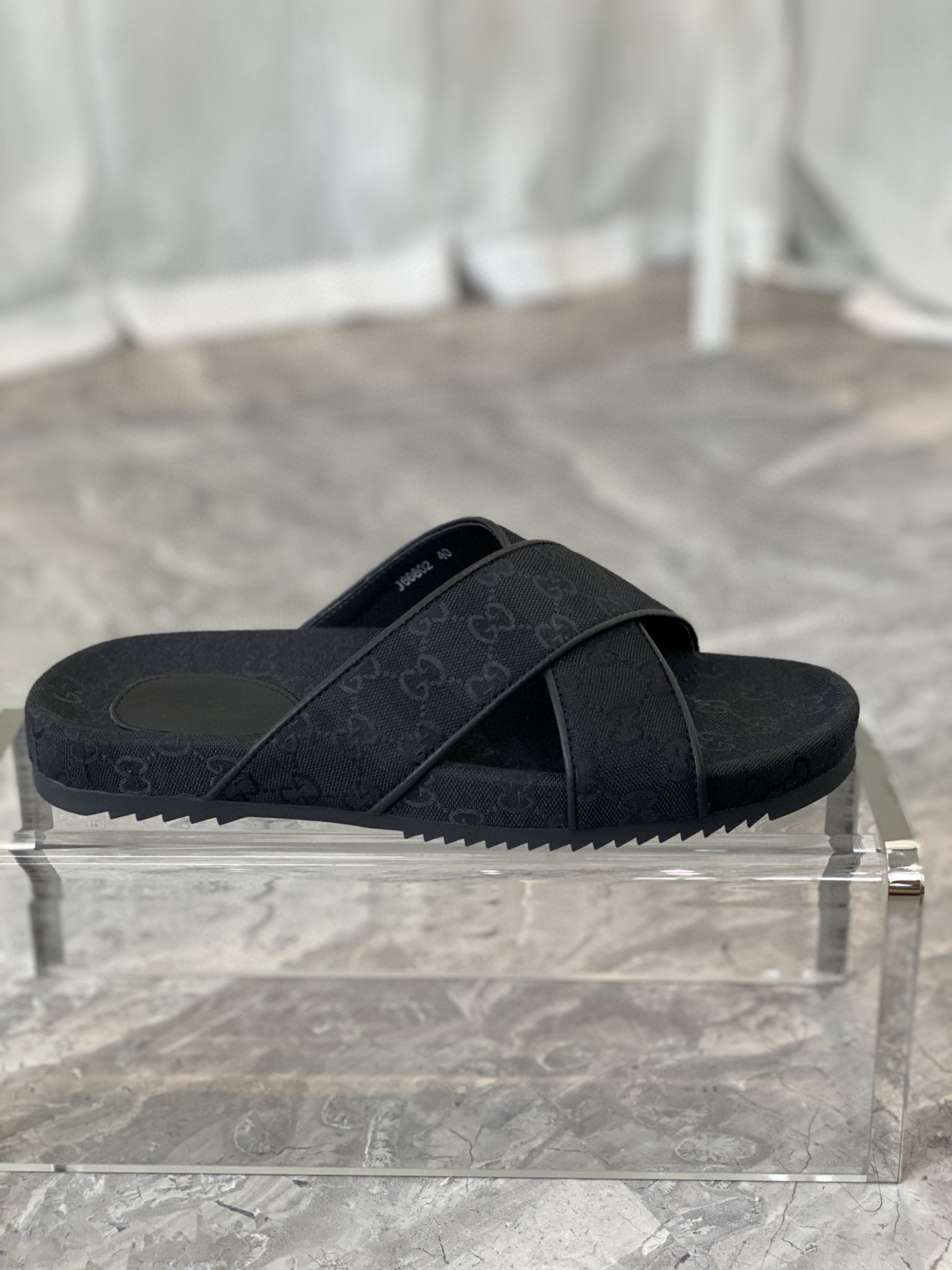 Gvc*1 Men’s GG Crisscross Slide Sandals Black For Men 429362