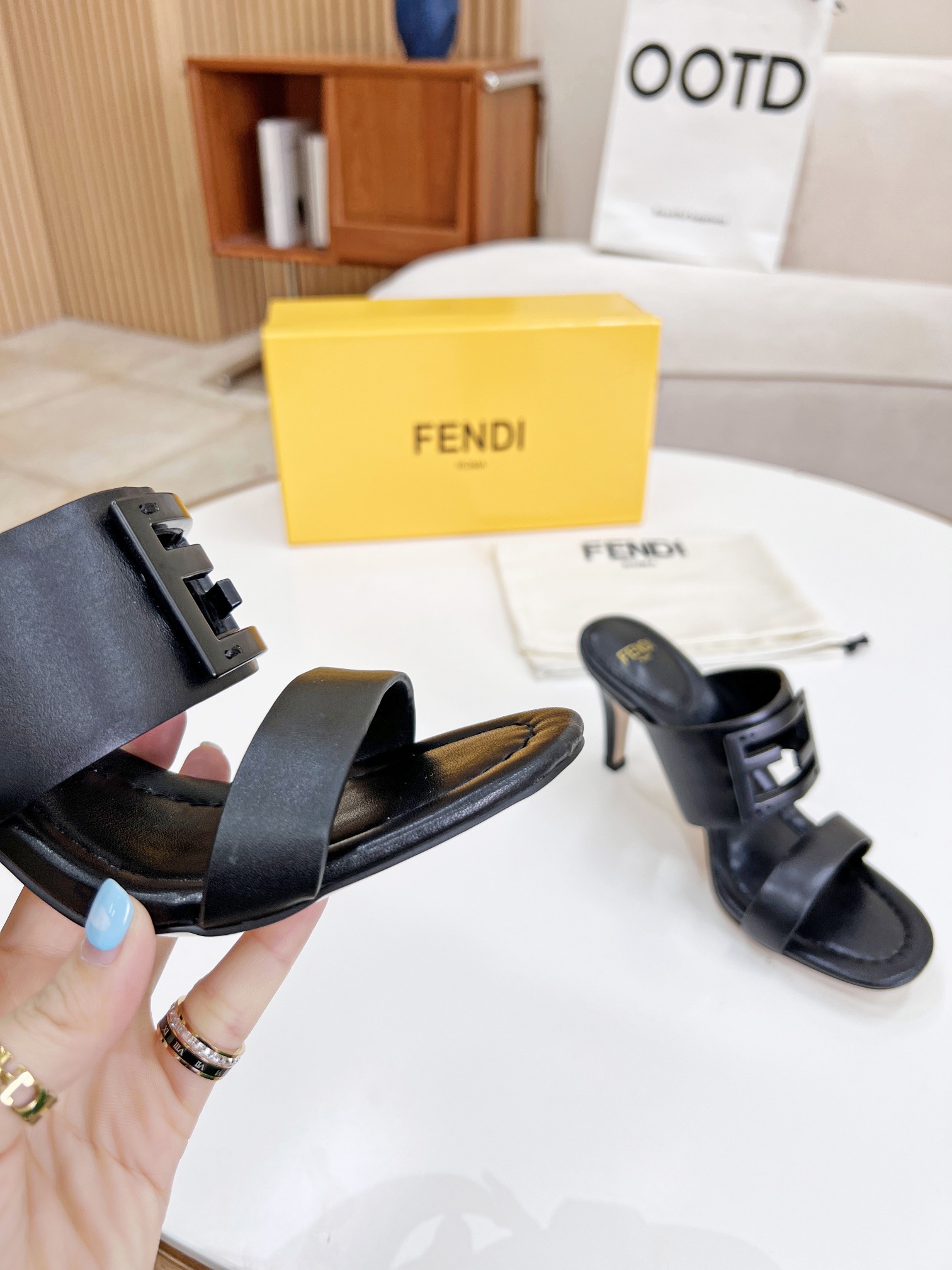 F**di Baguette Black Heels For Women 8R8287AE7TF0ABB