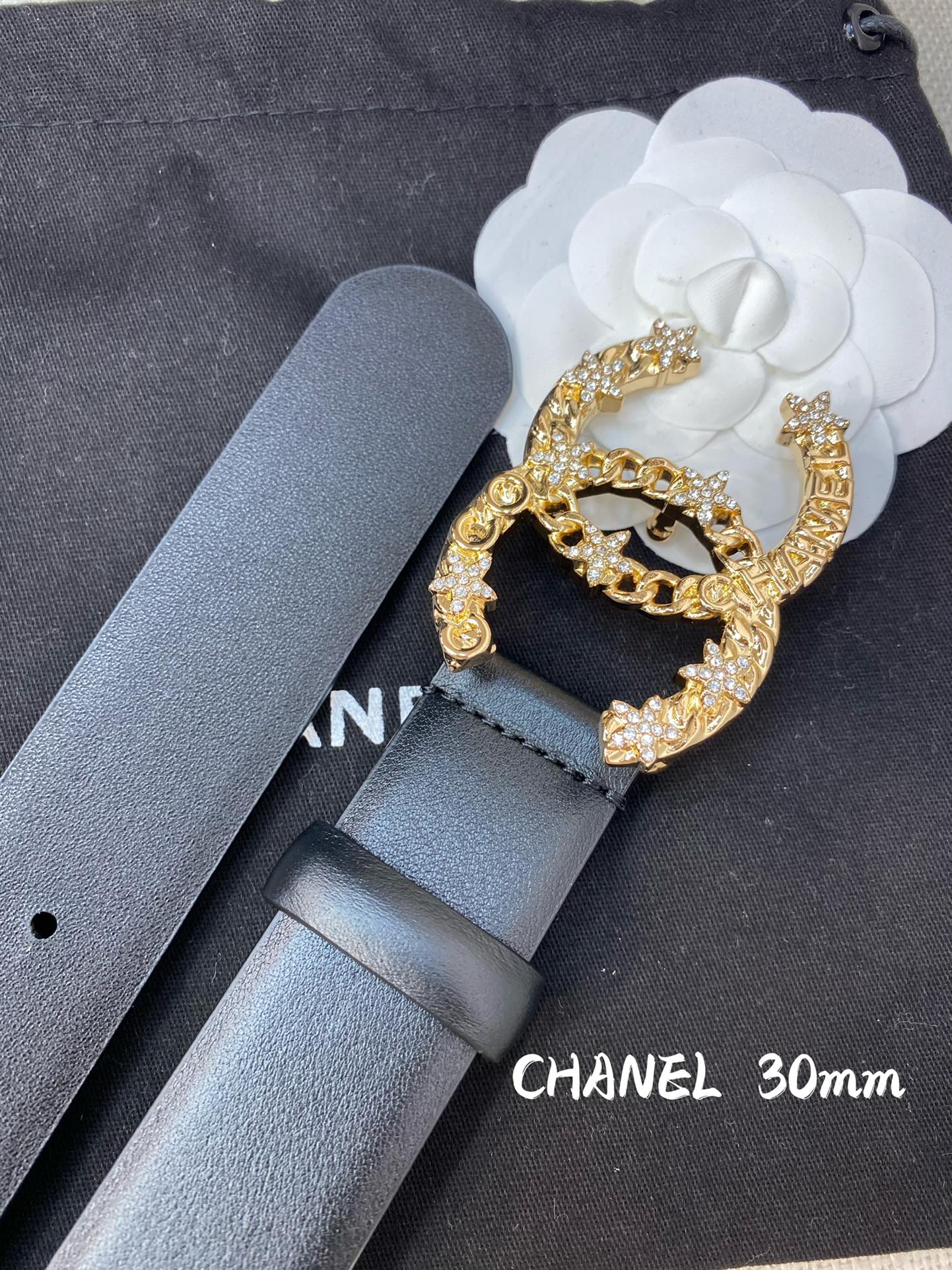 Ch**el Belt With Double C Buckle Black Women Belt