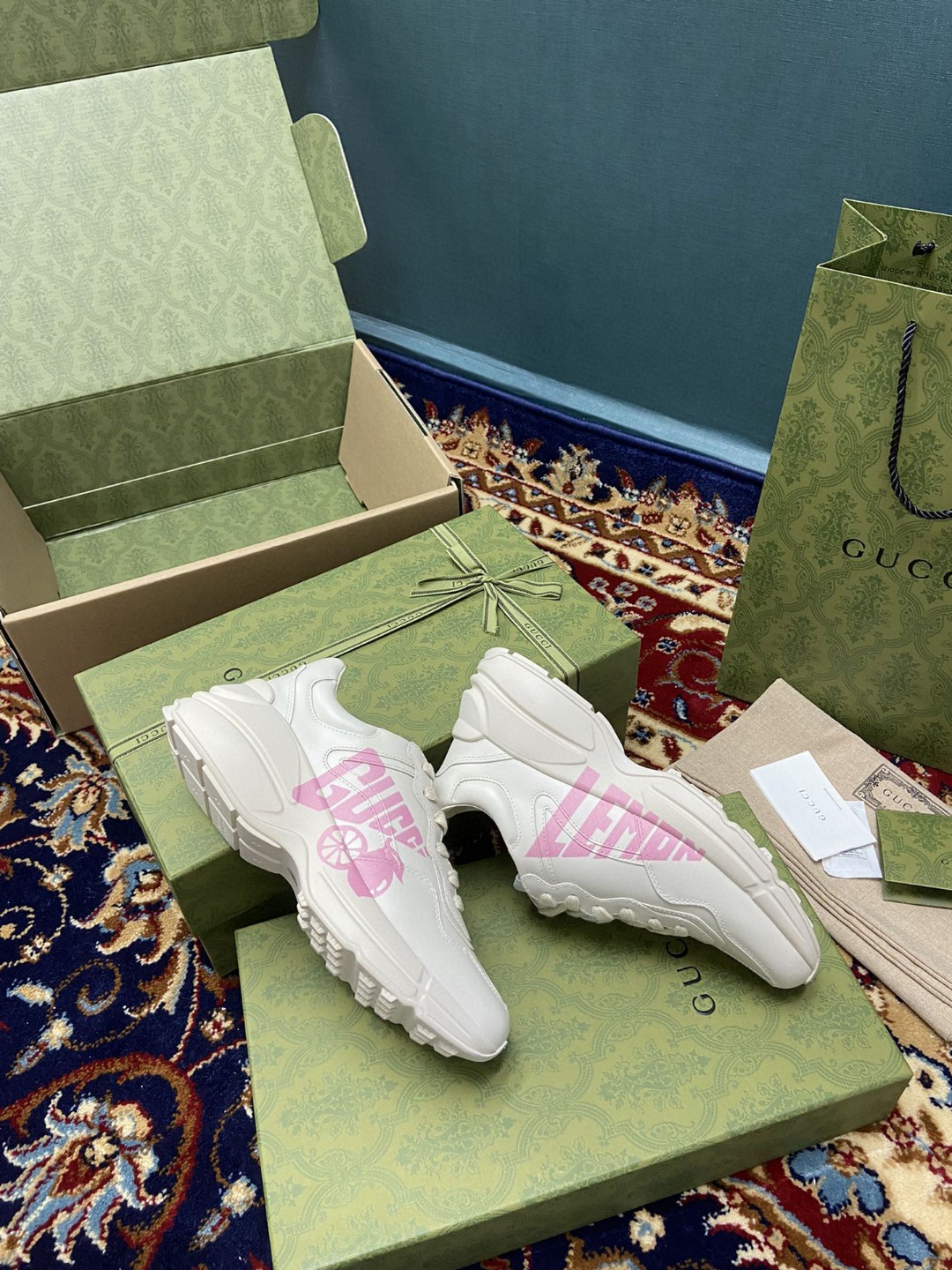 Gvc*1 Women’s Rhyton Sneakers With Lemon Gvc*1 White Ivory For Women ‎684899