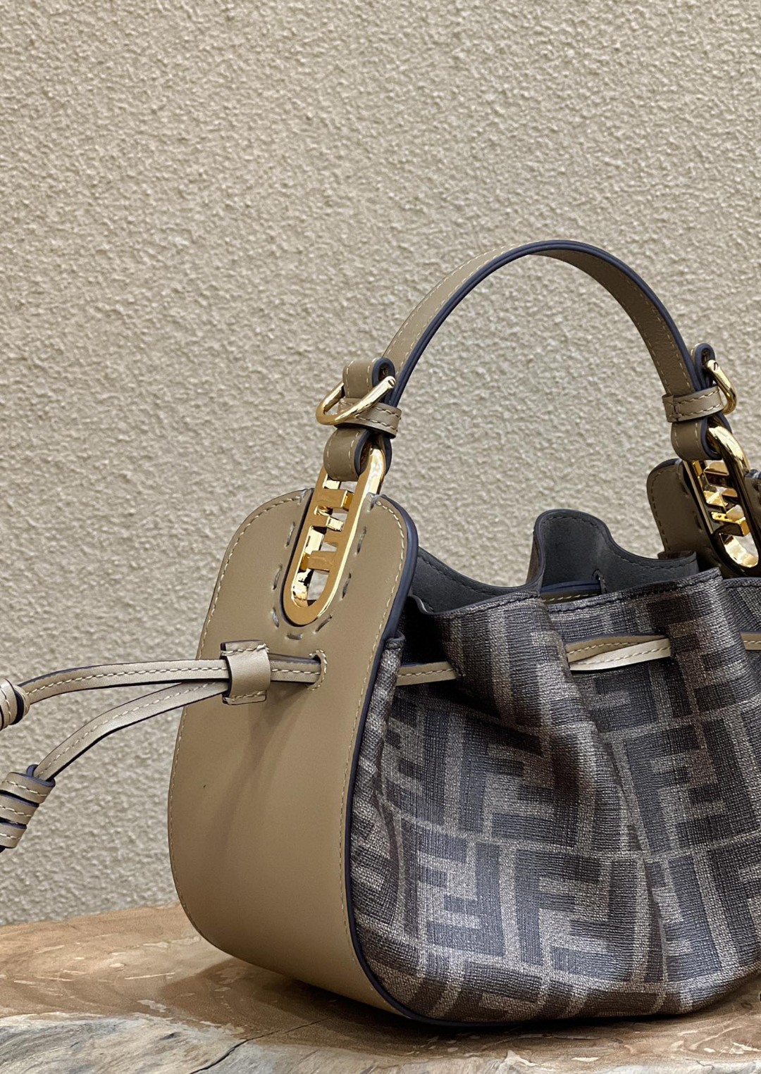 F**di Pomodorino Brown FF Fabric Mini Bag For Woman 17cm/6.5in 8BS059AHWVF1GE3