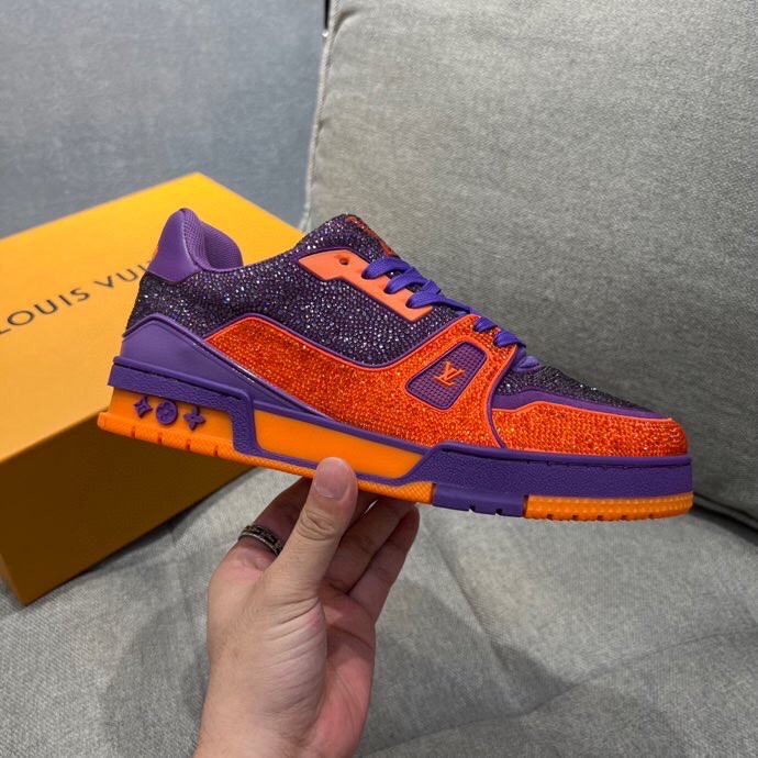 L0vis Vuittion LV Trainer Sneaker Purple For Men LV 1AA6QF