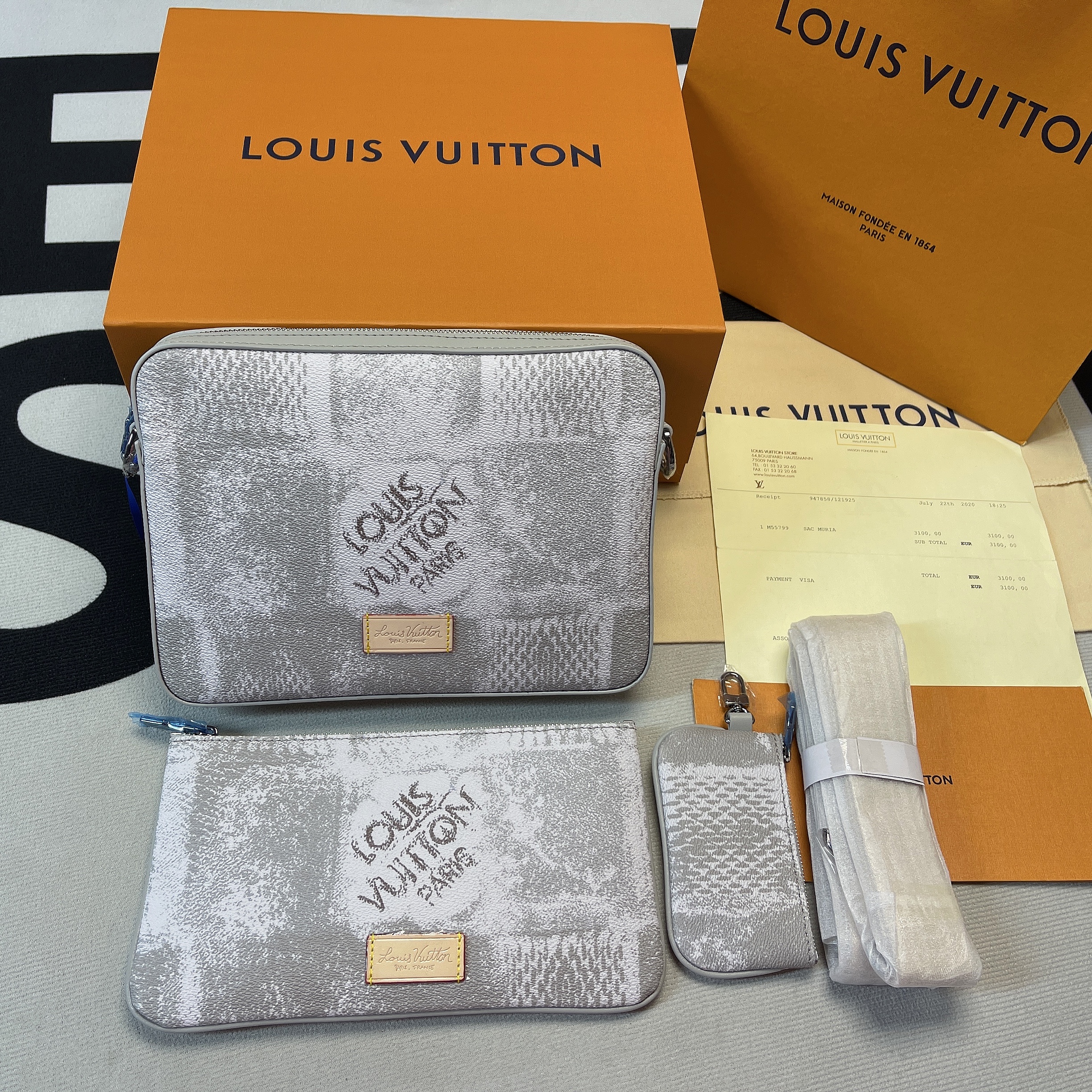 L0vis Vvtt0n Trio Messenger Damier Salt Gray For Men, Men’s Bags, Shoulder And Crossbody Bags 9.5in/25cm LV N50068