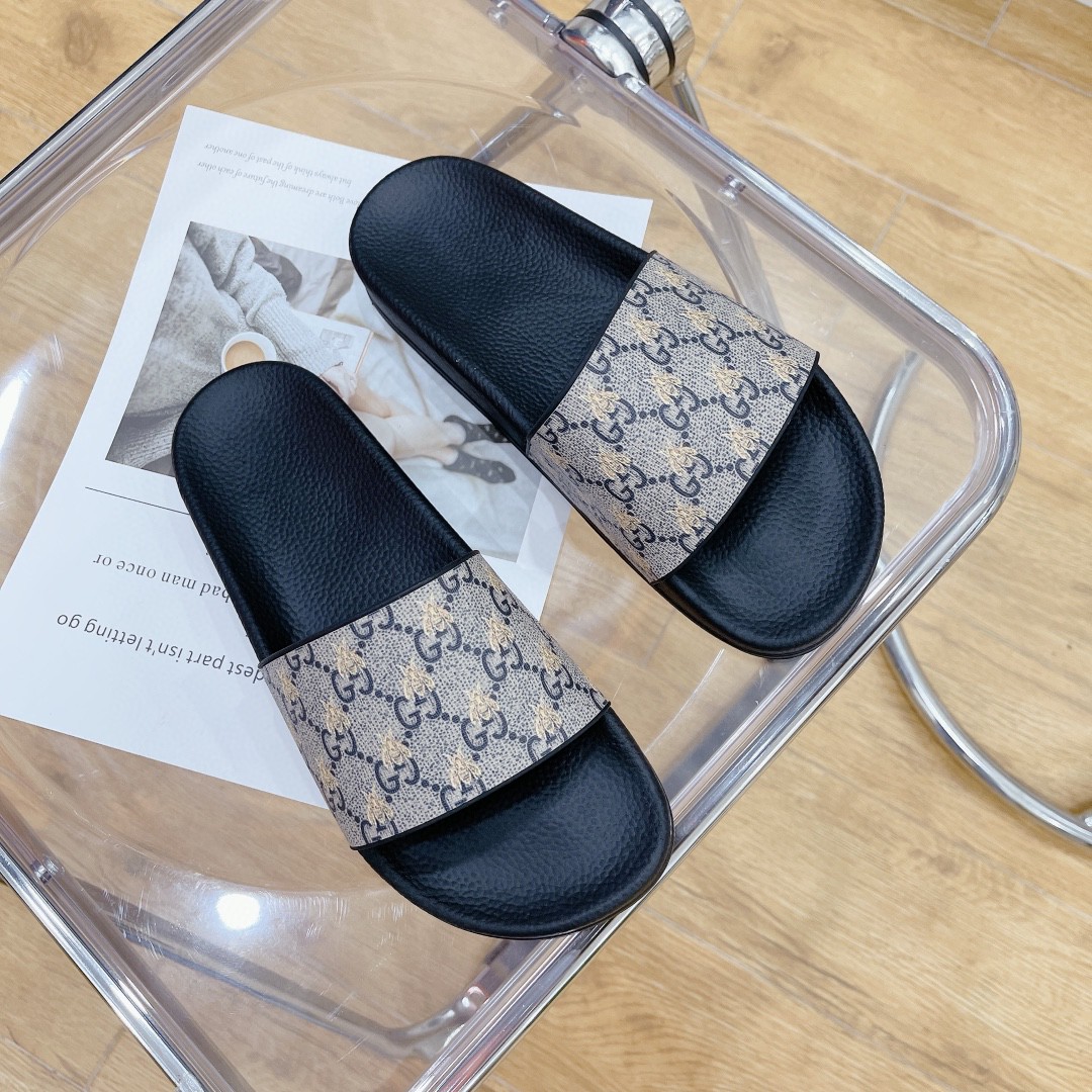 Gvc*1 Women’s GG Slide Sandal With Bees Black For Women 407345