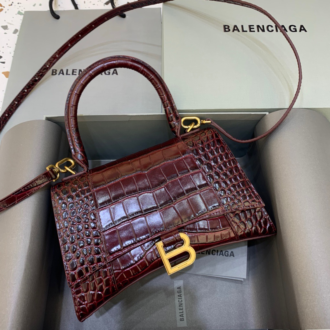 Ba1en*iaga Hourglass Small Handbag In Dark Red, For Women, Women’s Bags 9in/23cm