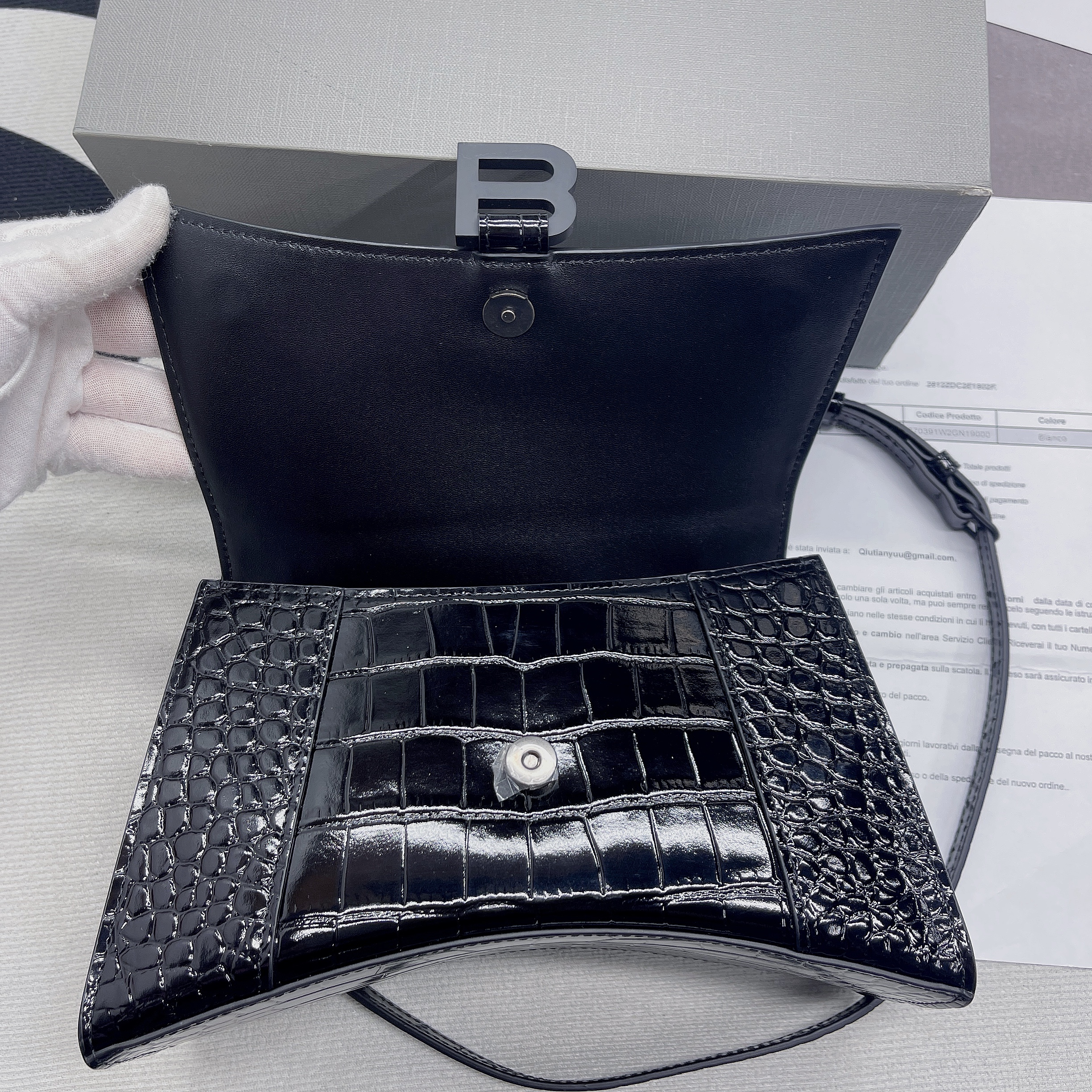 Ba1en*iaga Hourglass Small Handbag In Black, For Women, Women’s Bags 9in/23cm