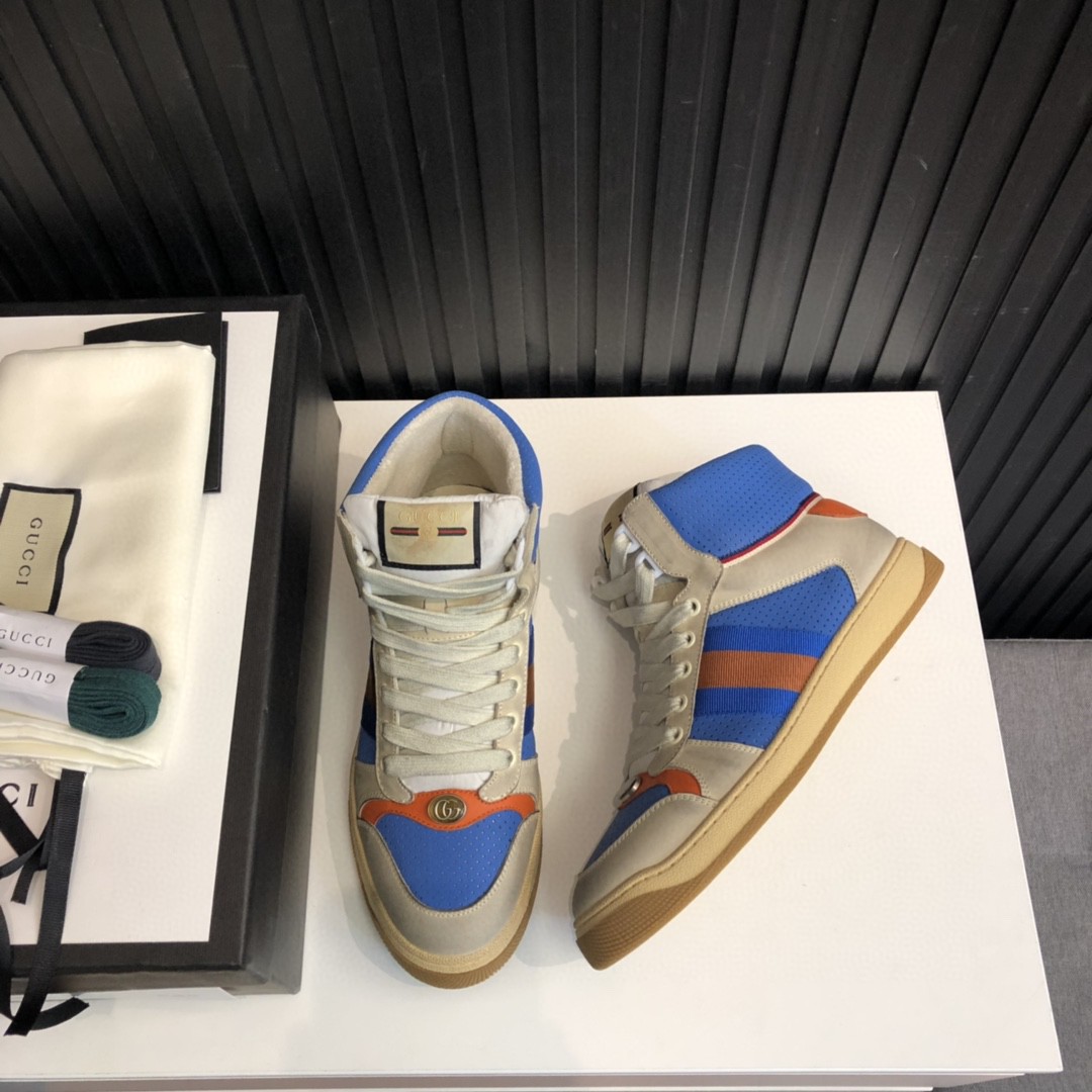 Gvc*1 Women’s Screener Distressed High Top Beige Blue For Women 563730