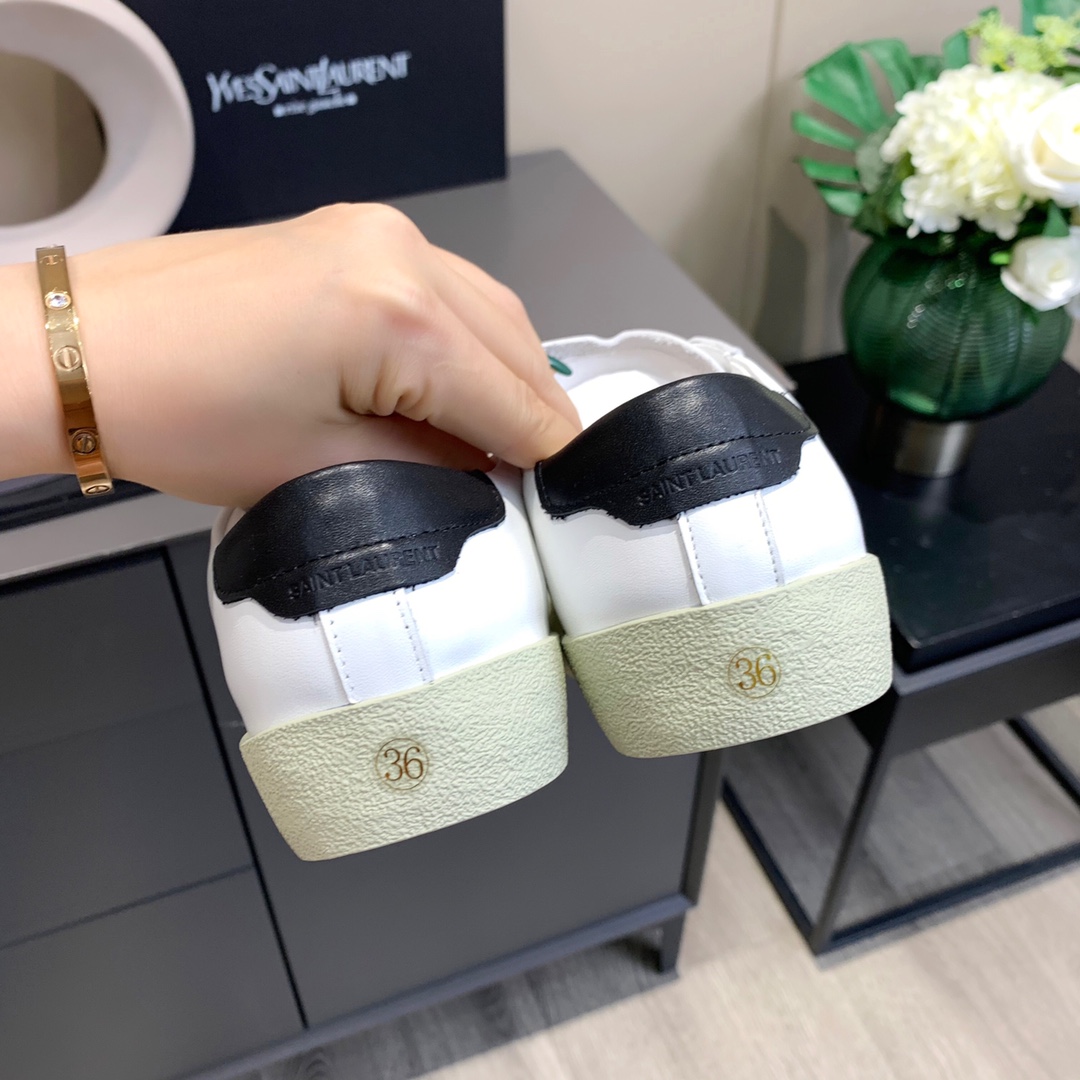 Sa1nt Lau*nt Women’s Court Classic Sl/06 Embroidered Sneakers White For Women Y51 61064908G109061