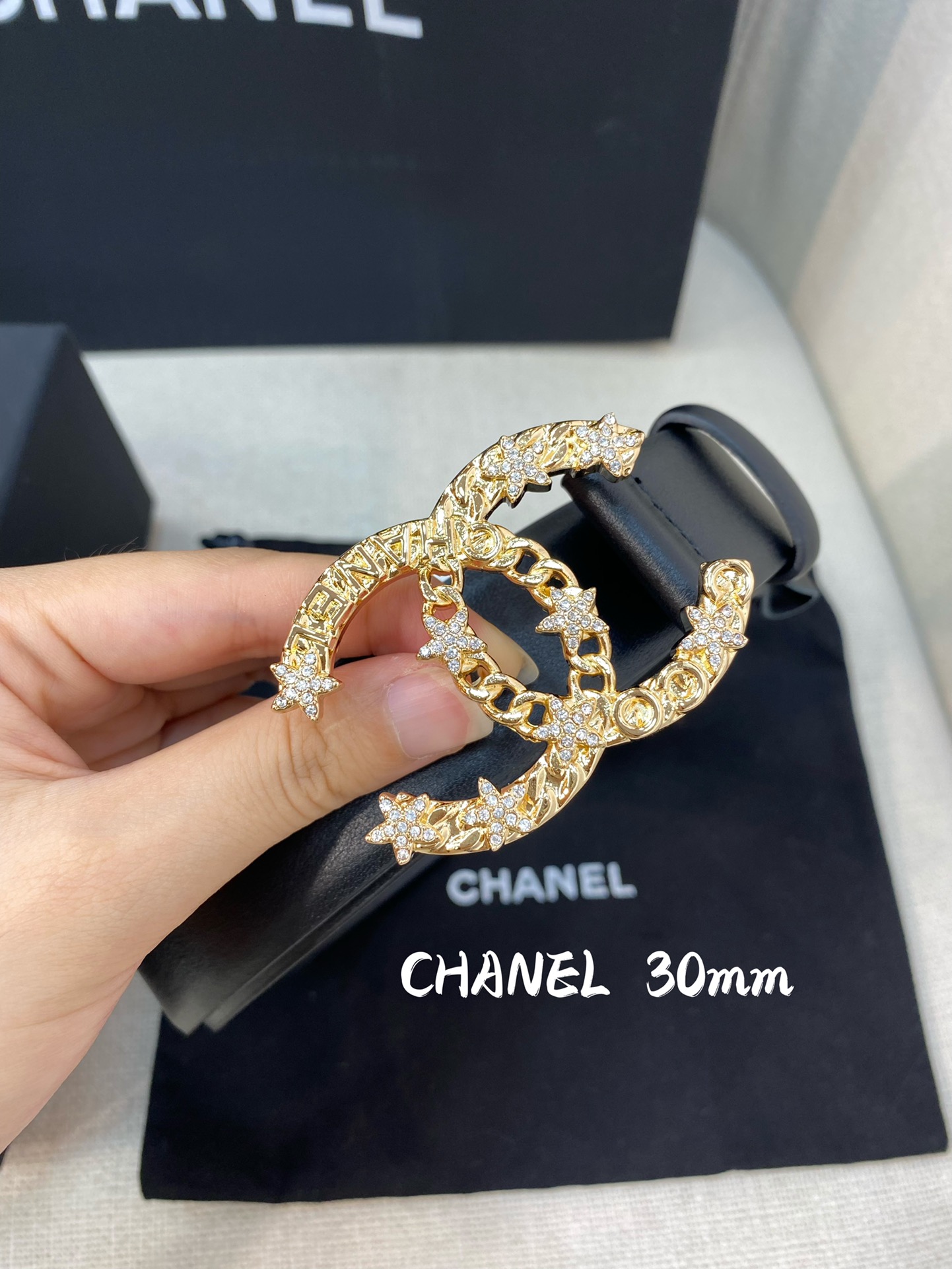 Ch**el Belt With Double C Buckle Black Women Belt