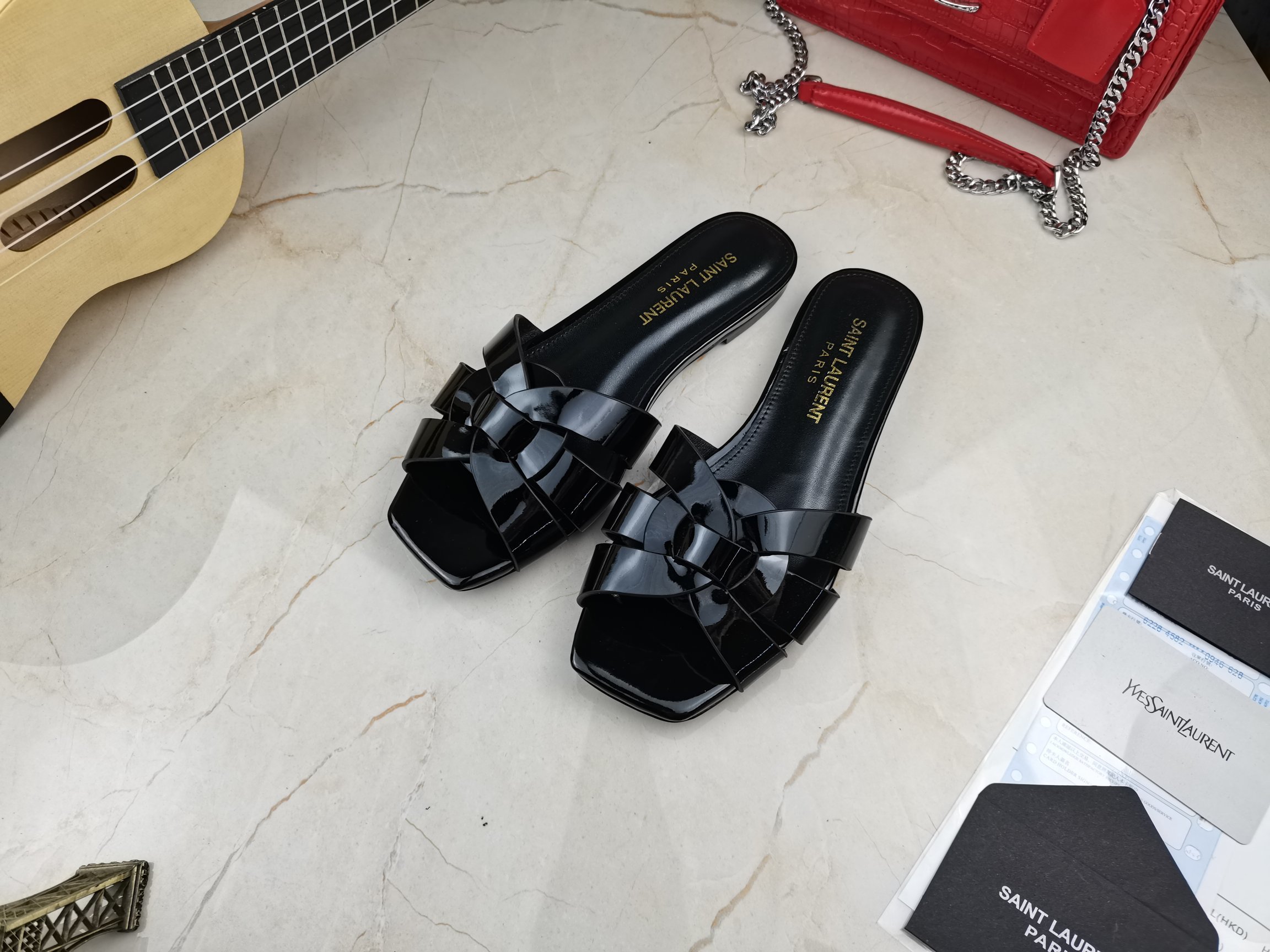 Sa1nt Lau*nt Women’s Tribute Flat Mules Black For Women Y51 571952B8I001000